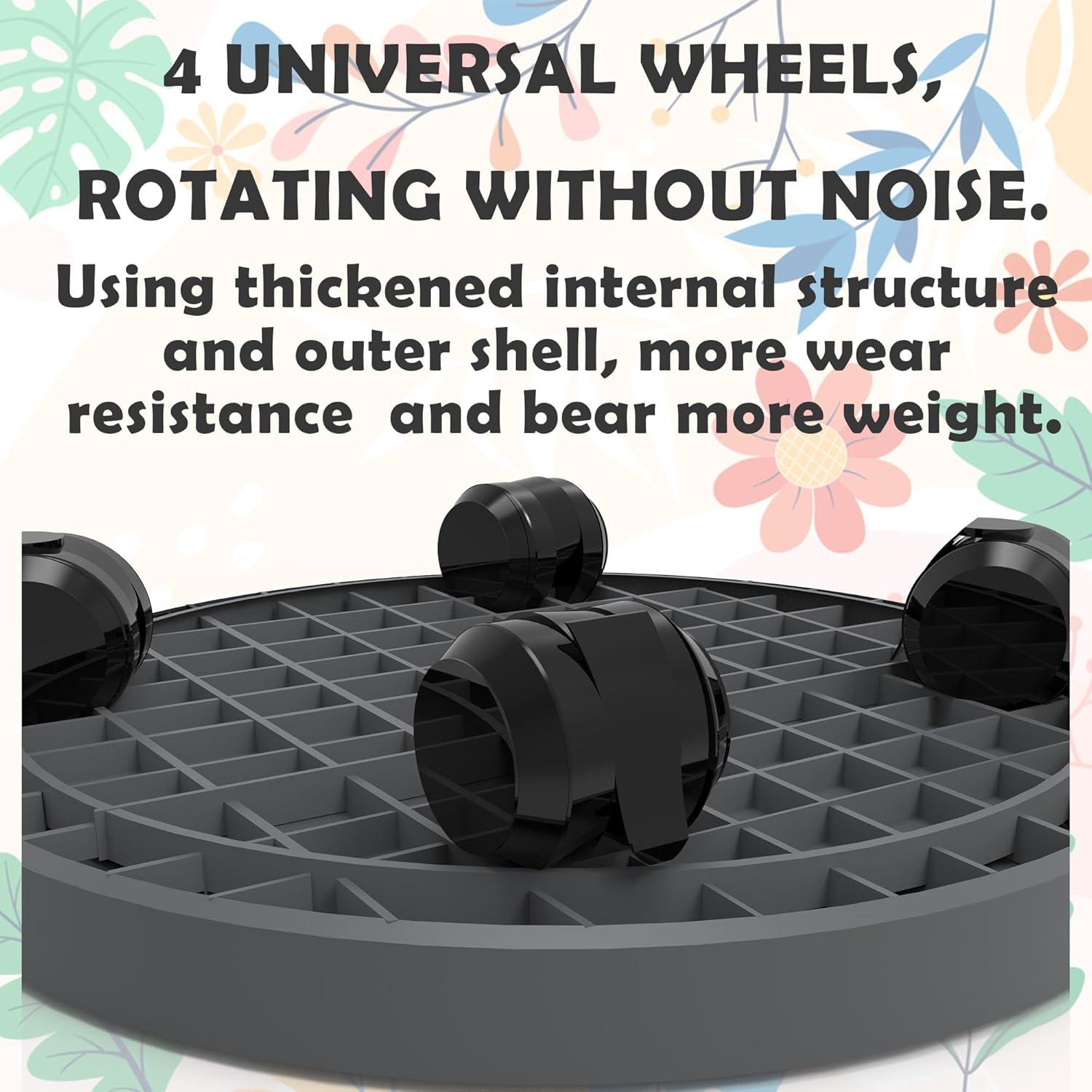 2 Pack of 14 Inch Heavy Duty Plant Caddy with Wheels,Rolling Plant Stand Pot Trolley,Wheeled Planter Saucer Tray,Potted Flower Mover Dolly with Casters Round Coaster for Indoor Outdoor