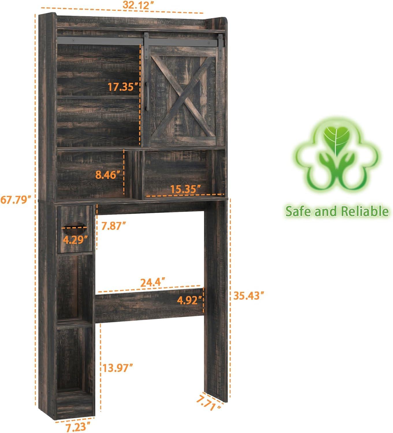 Gracie Oaks The Toilet Storage Cabinet, Farmhouse Storage Cabinet Over Toilet with 2 Barn Doors