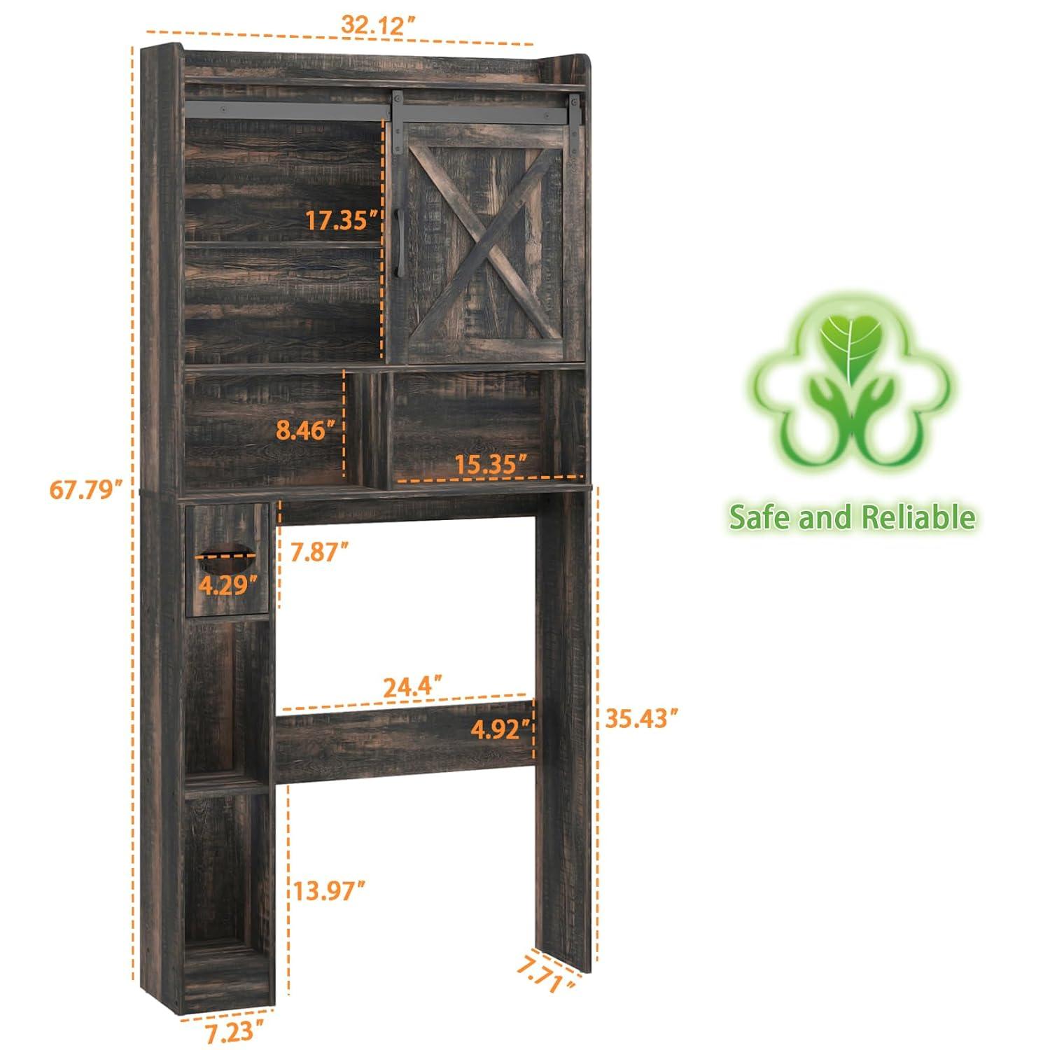 Gracie Oaks The Toilet Storage Cabinet, Farmhouse Storage Cabinet Over Toilet with 2 Barn Doors