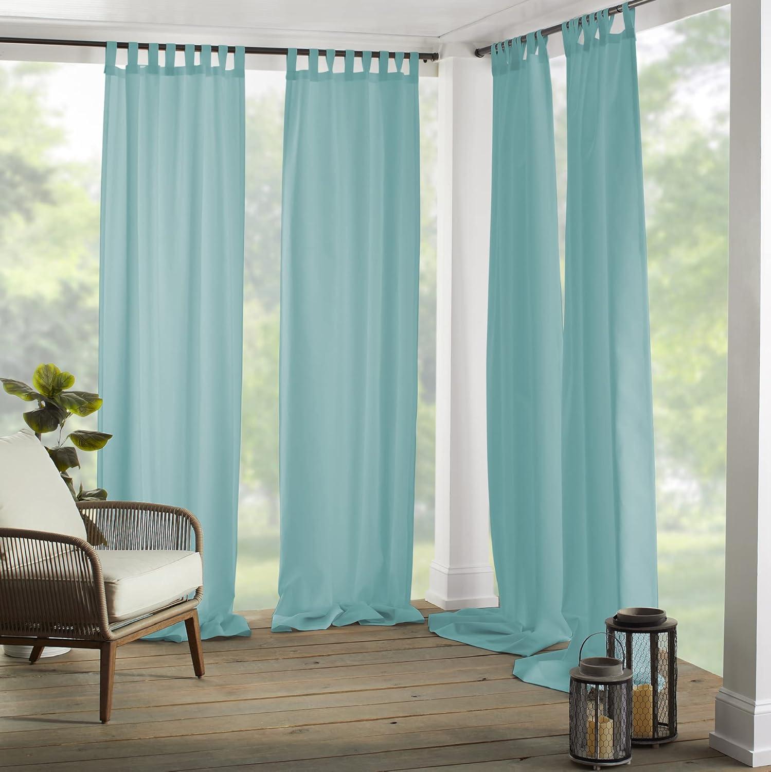 Elrene Matine Solid Tab Top Indoor/Outdoor Single Window Curtain for Patio, Pergola, Porch, Cabana, Deck, Lanai - Elrene Home Fashions