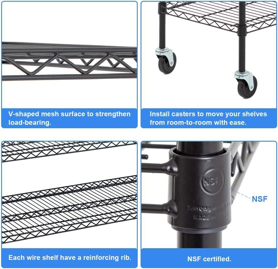 Heavy Duty Black 6-Shelf Adjustable Steel Wire Rack