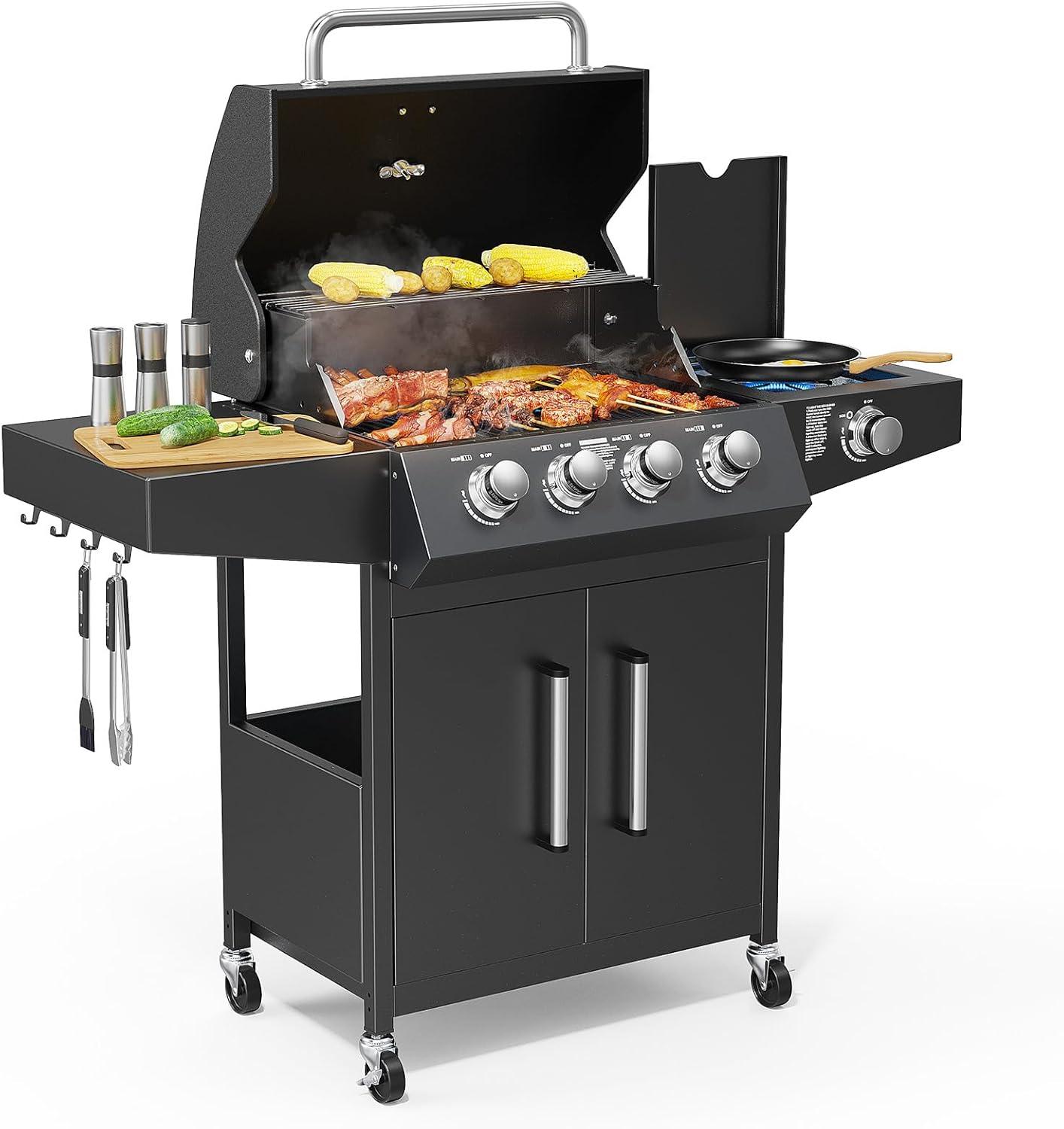 4 Burner Propane Gas Grill With Side Burner