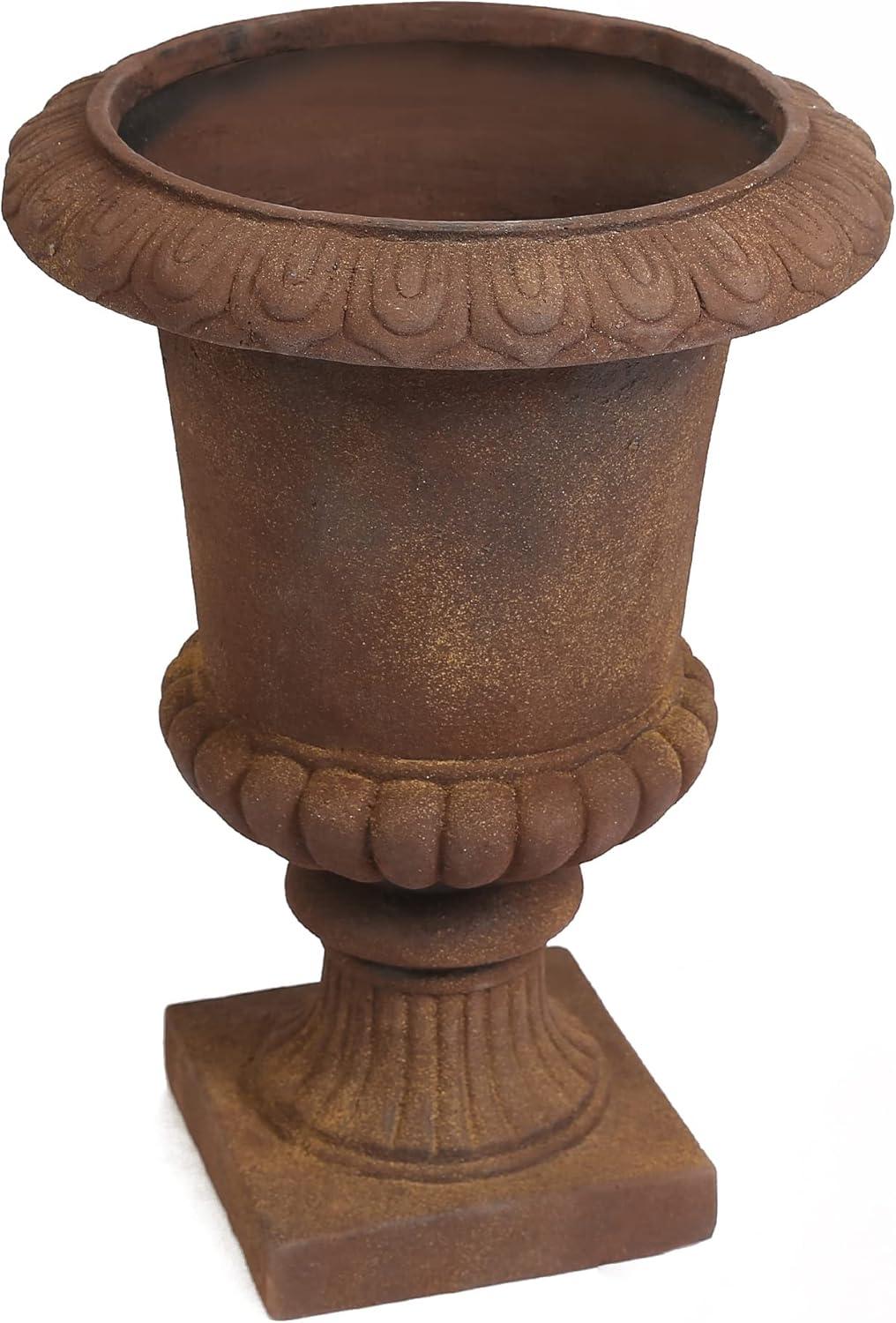 LuxenHome Rustic Brown MgO Indoor/Outdoor Urn Planter, 21.3" H