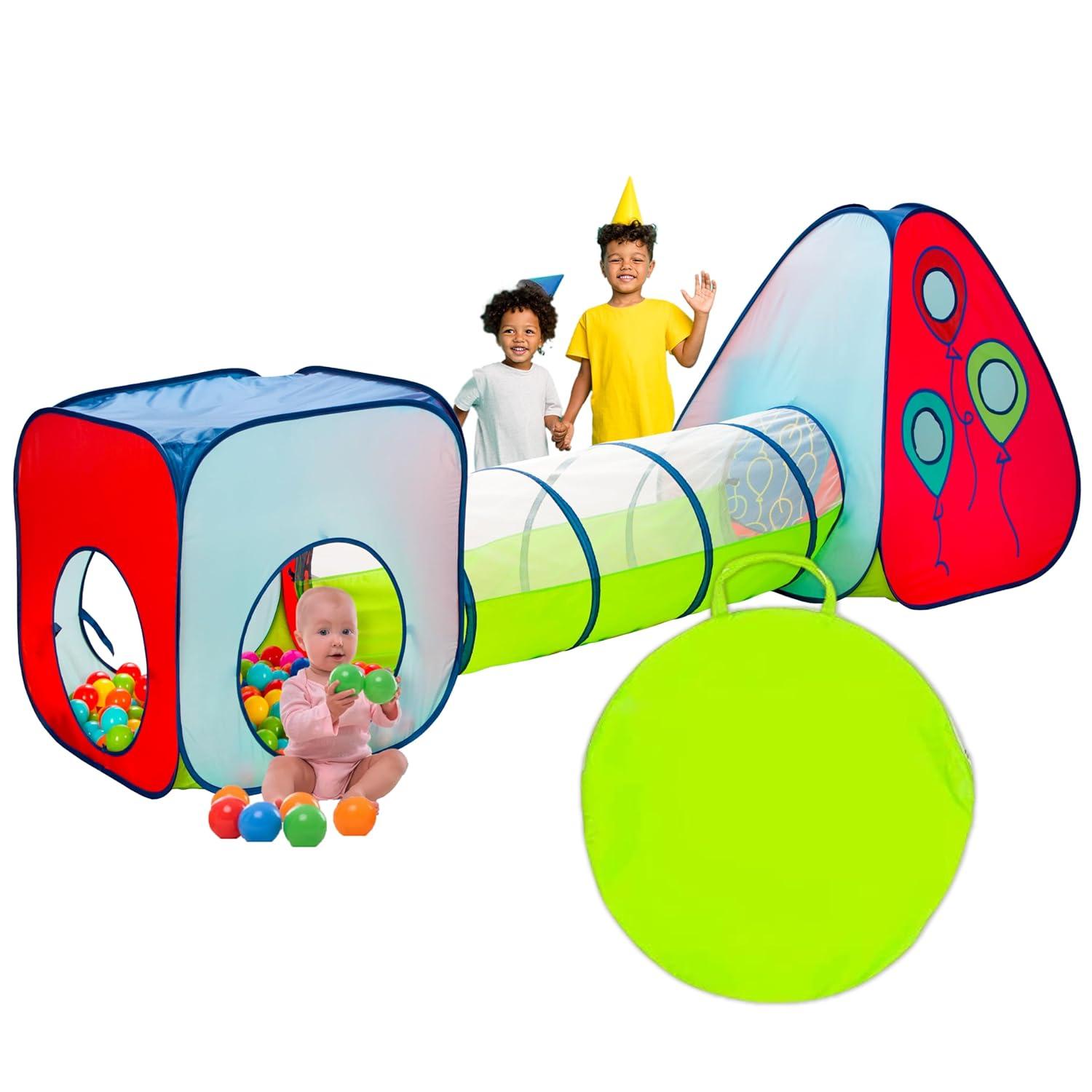 Kiddzery 3-in-1 Pop Up Tent Toddler Playhouse Set with Play Tunnel & Ball Pits
