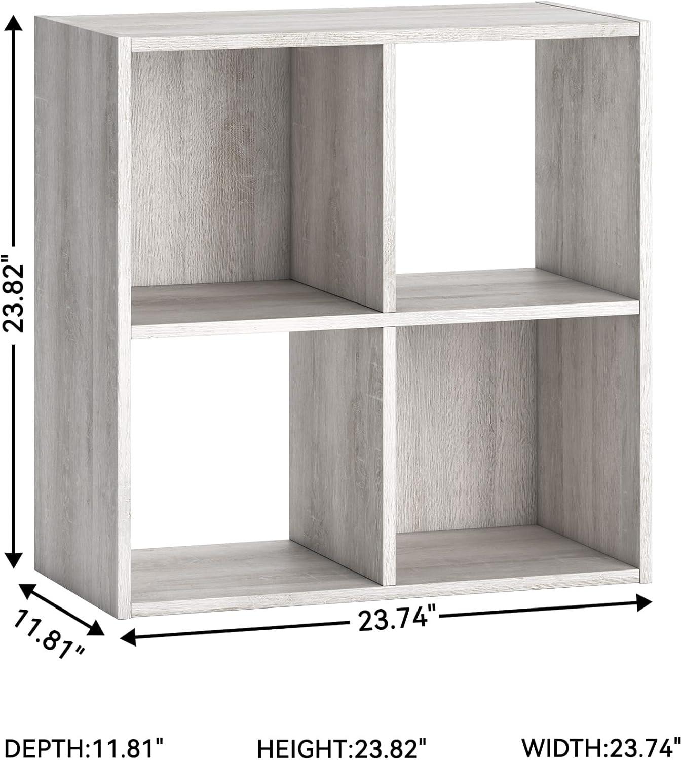 Signature Design by Ashley 23.82" Paxberry 4 Cube Organizer Whitewash: Modern Laminated Bookshelf, Storage Display