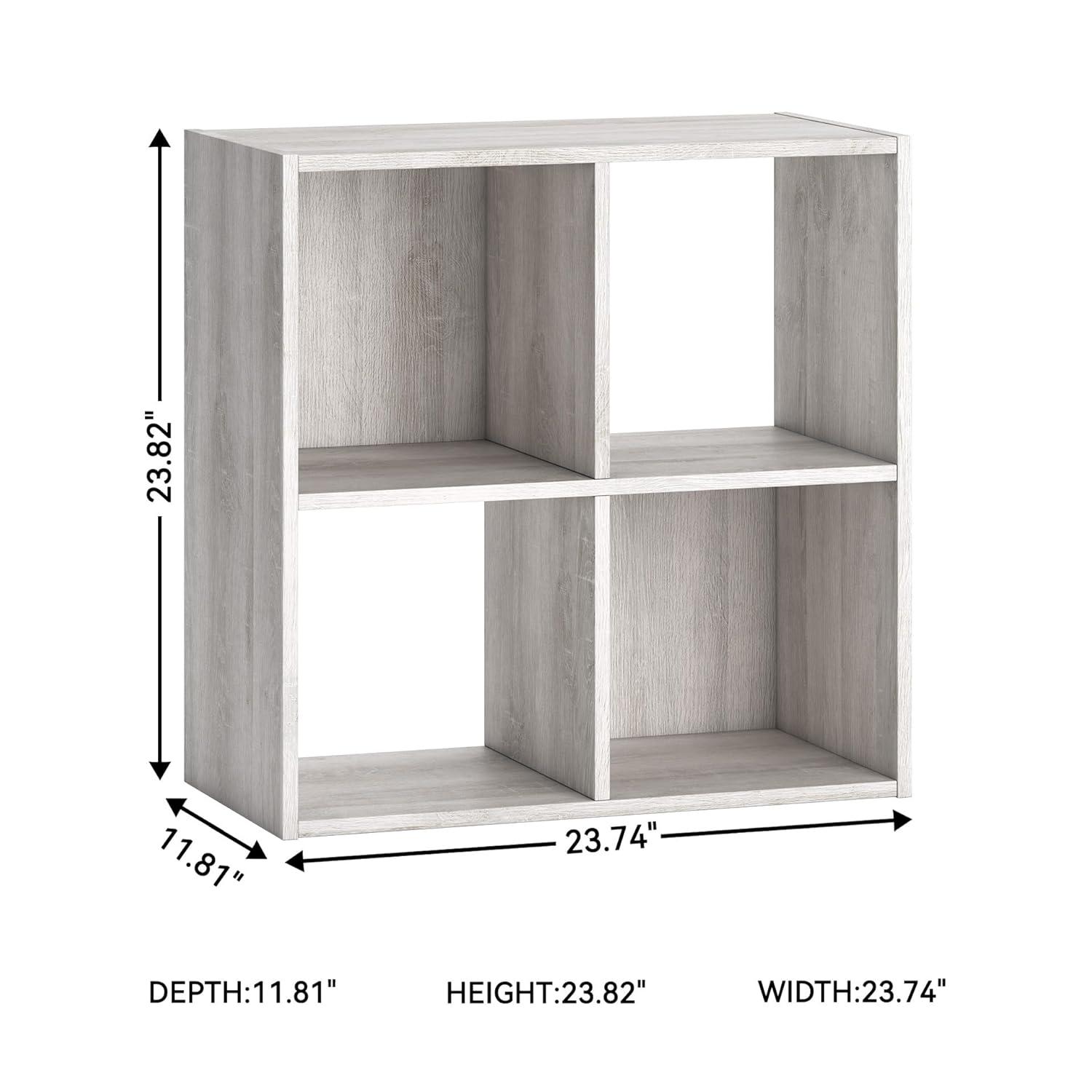 Signature Design by Ashley 23.82" Paxberry 4 Cube Organizer Whitewash: Modern Laminated Bookshelf, Storage Display
