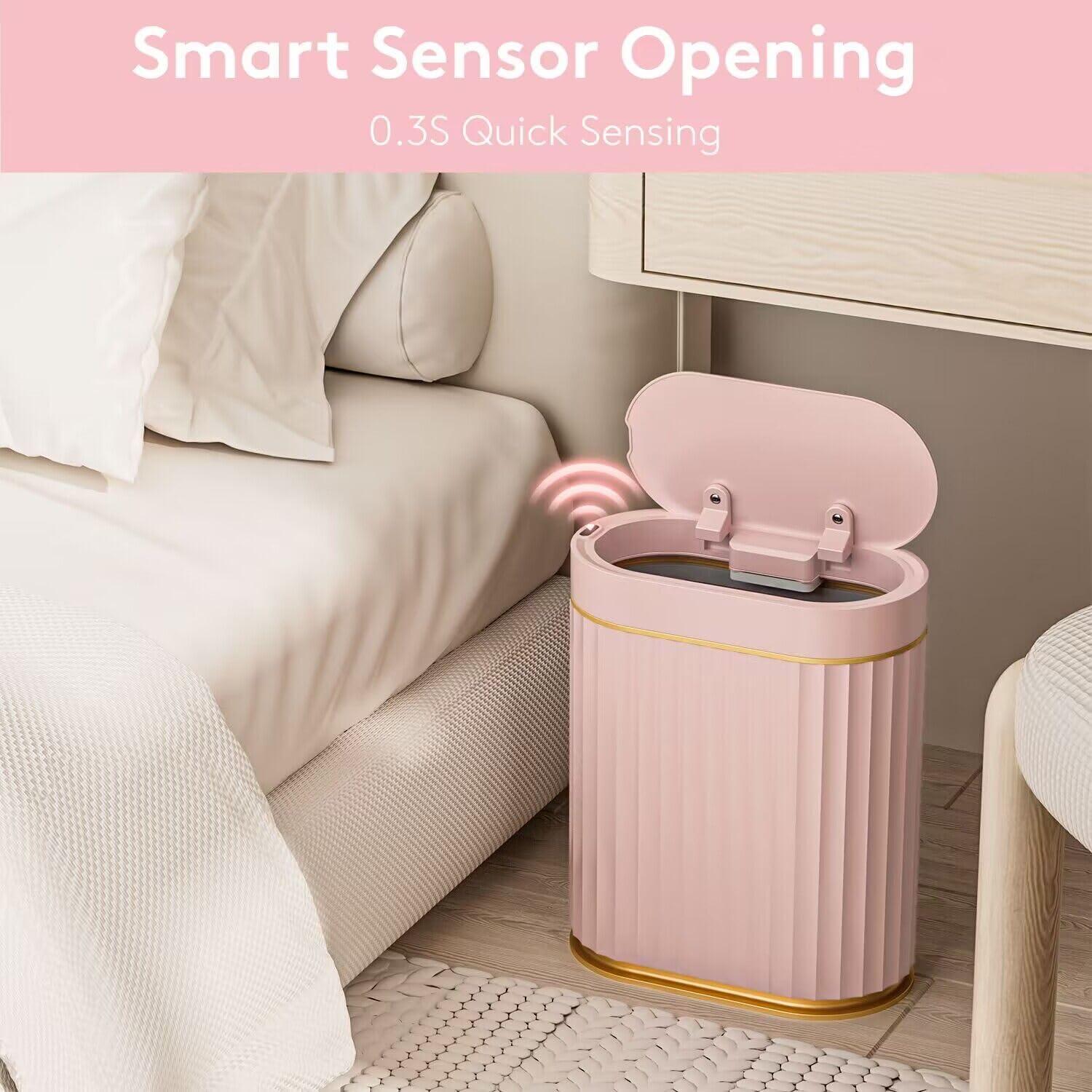 Fashion Finesse Bathroom Trash Can With Lid -  2 Gallon Sensor Trash Bin, Automatic Narrow Garbage Can, Waterproof Smart Trash Can, Slim Motion Sensor Waste Bins For Bathroom, Living Room, Office