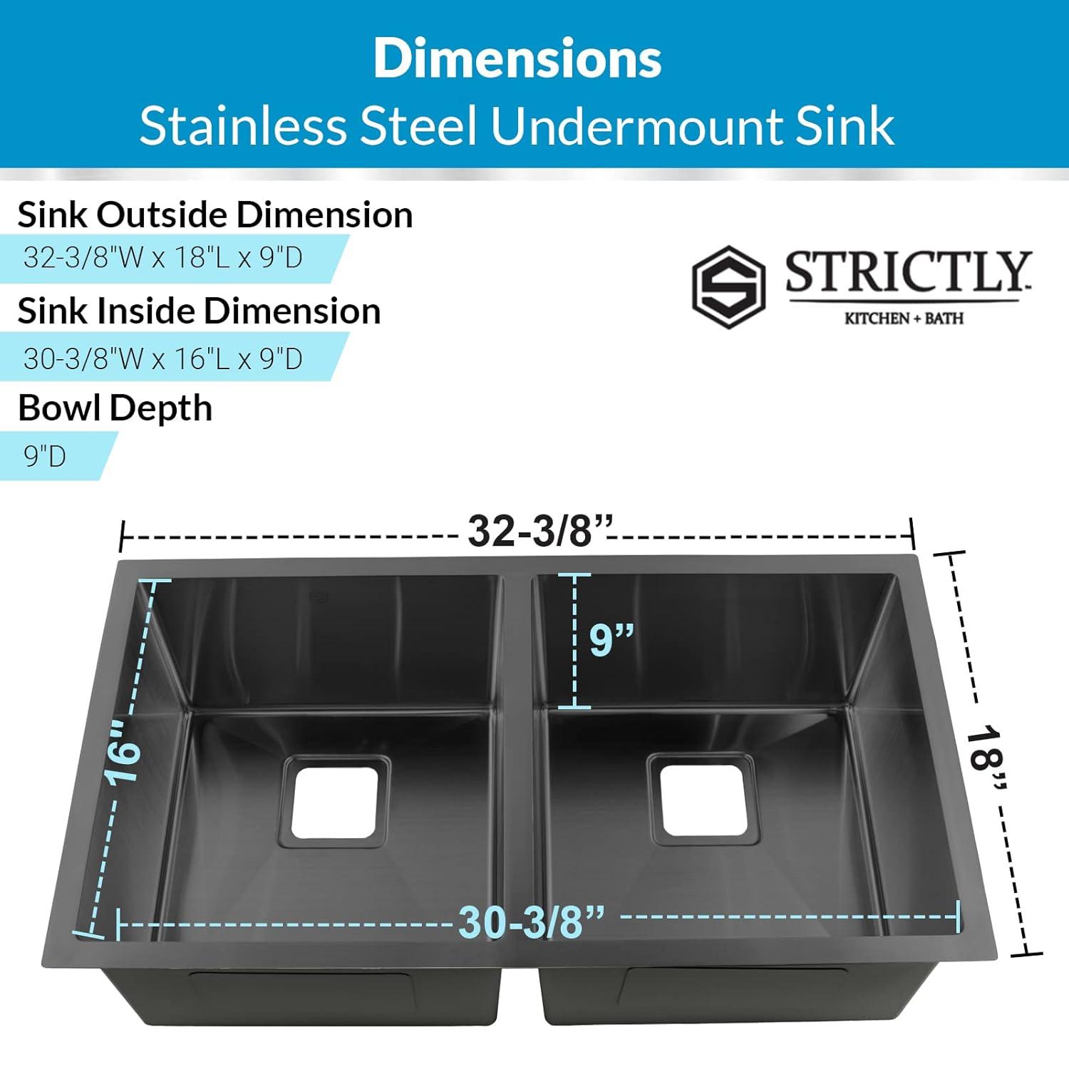 Brushed Stainless Steel 31 Inch Undermount Double Bowl Kitchen Sink