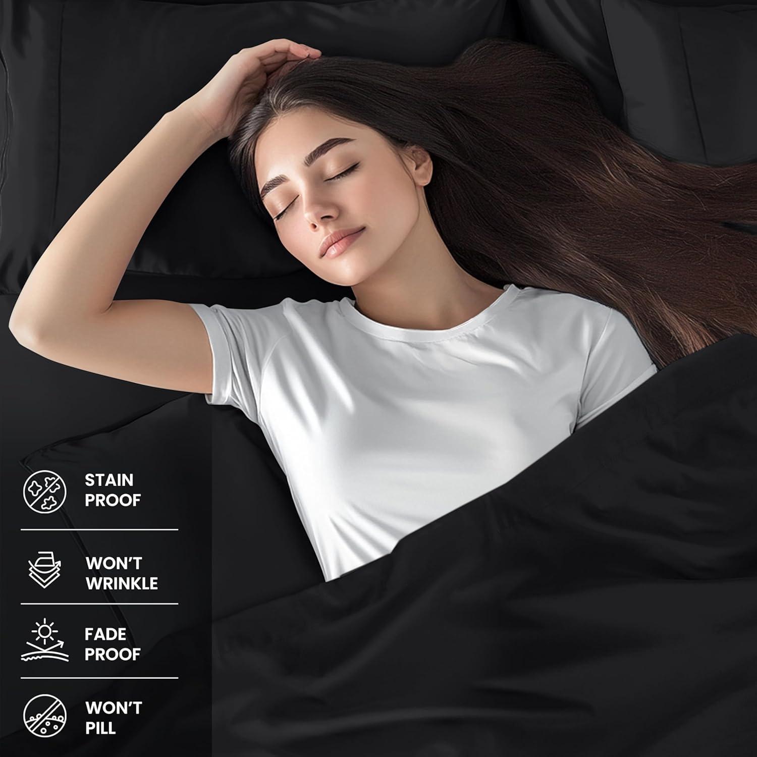 Utopia Bedding Twin Sheet Set – 3 Piece Bed Sheets for Twin Size Bed, Soft and Breathable Microfiber, Includes 1 Fitted Sheet, 1 Flat Sheet and 1 Pillowcase (Black)