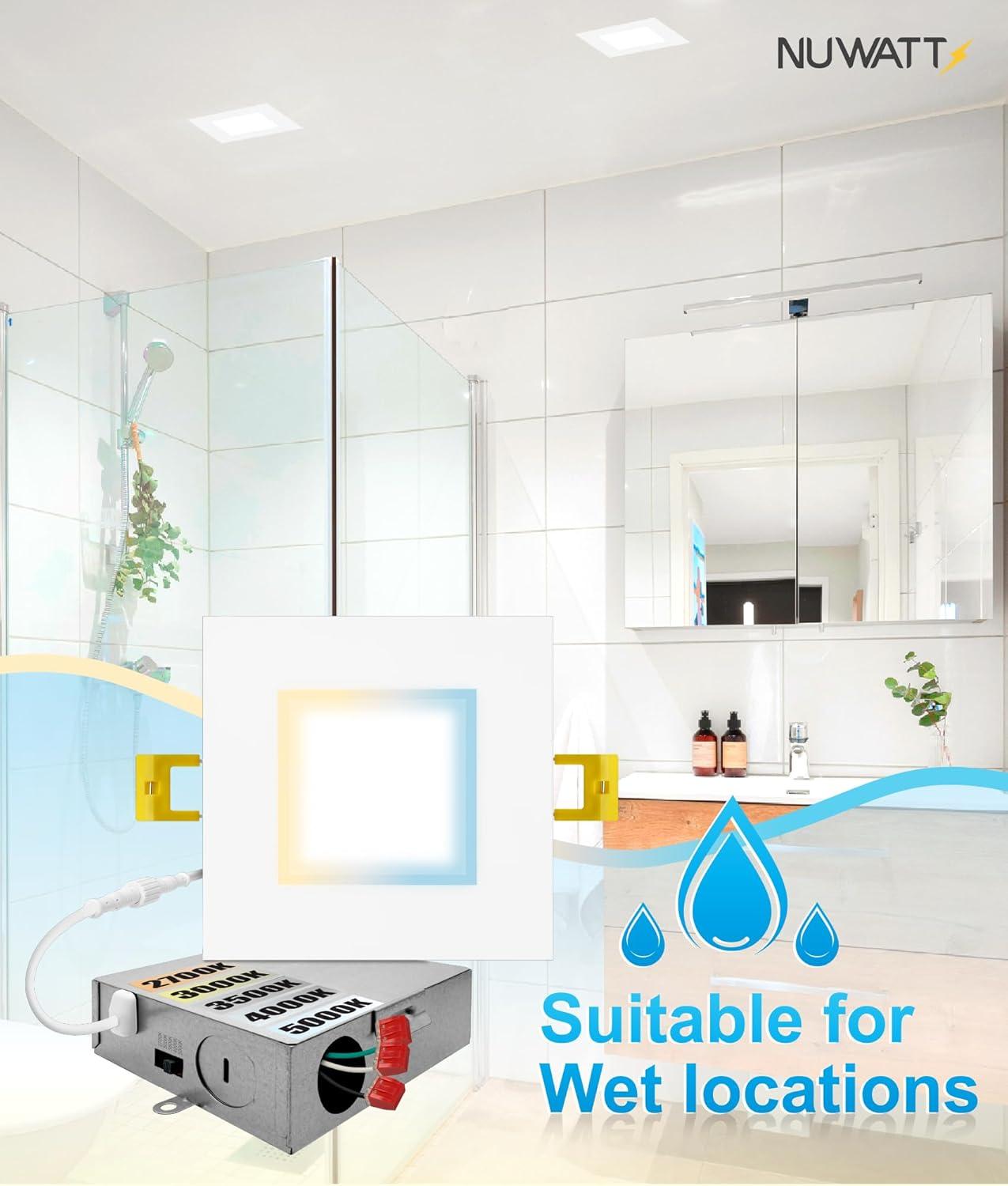 4 in. Slim Canless Square LED Recessed Light 12W 5CCT Dimmable IC Rated 550LM Black Trim 12PK