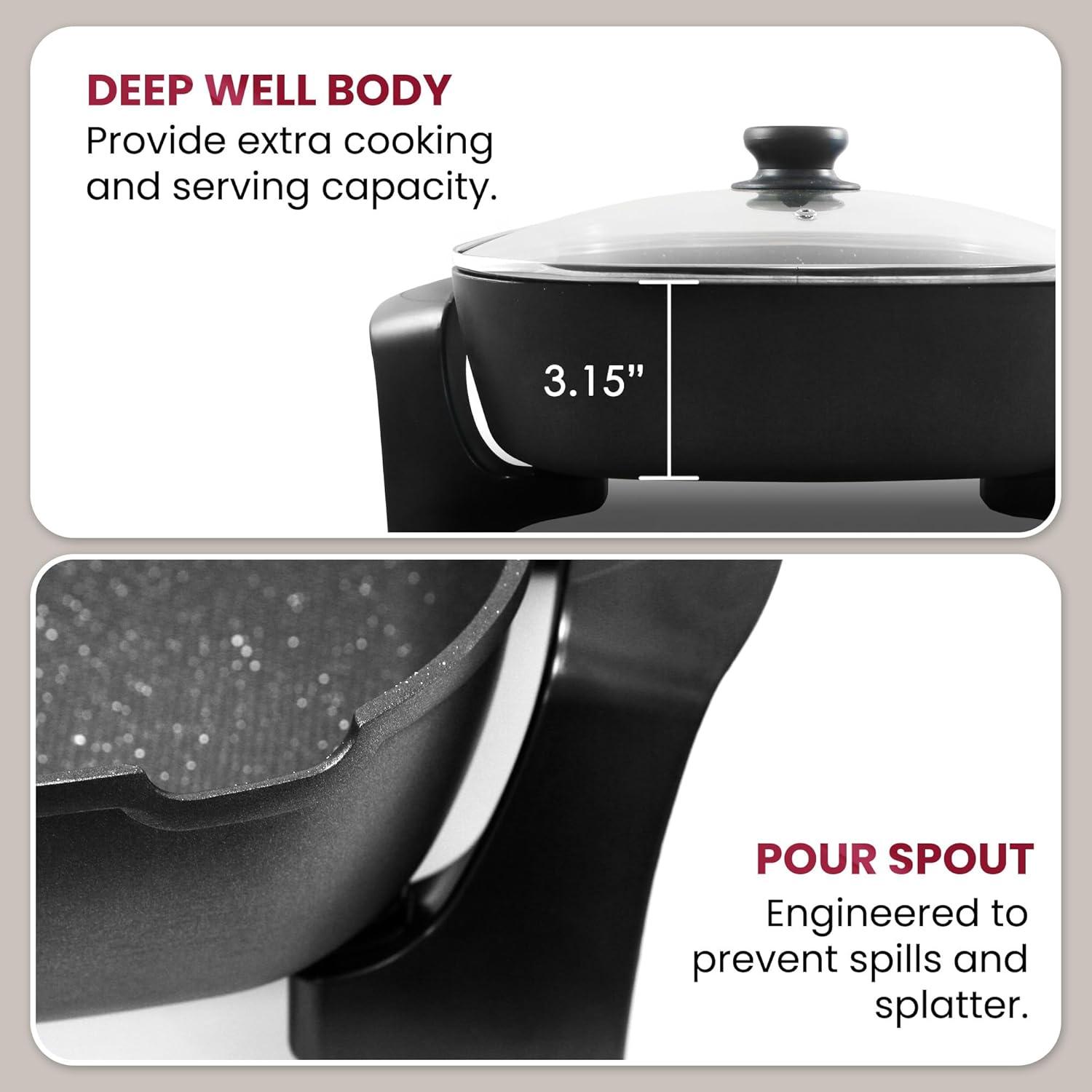 Elite Gourmet Healthy Ceramic Coated Electric Skillet