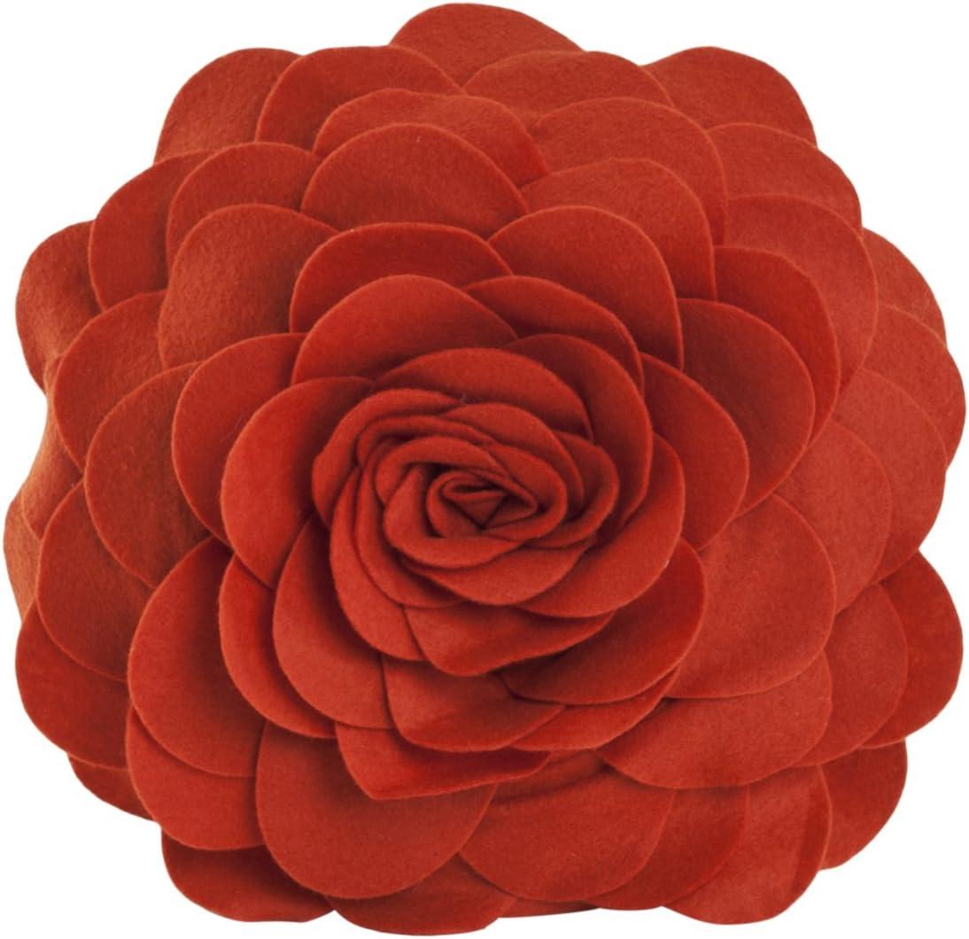 Flower Appliqued Felt Throw Pillow