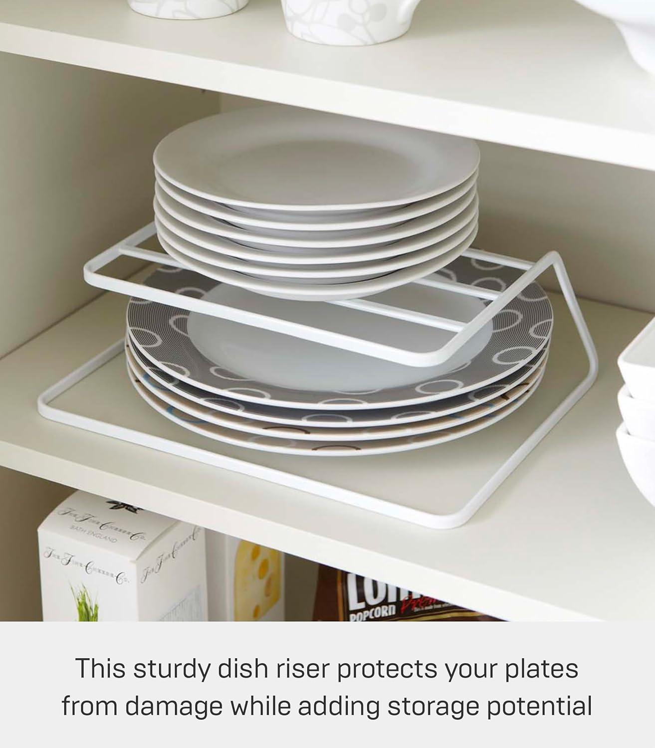 Yamazaki Home Dish Riser - Shelf Organizer & Storage For Kitchen Cabinets, Steel