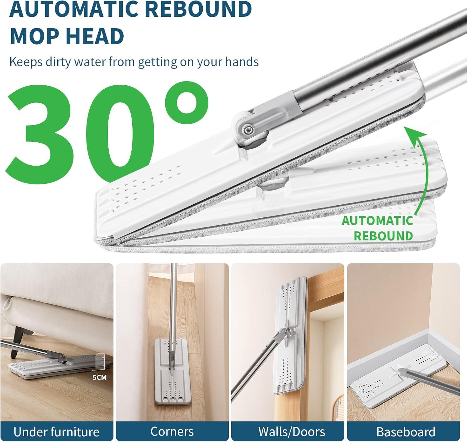 Oshang Oshang Flat Mop and Bucket OG2 - Hand-Free Floor Cleaning Mop - 4 Microfiber Mop Pads Included