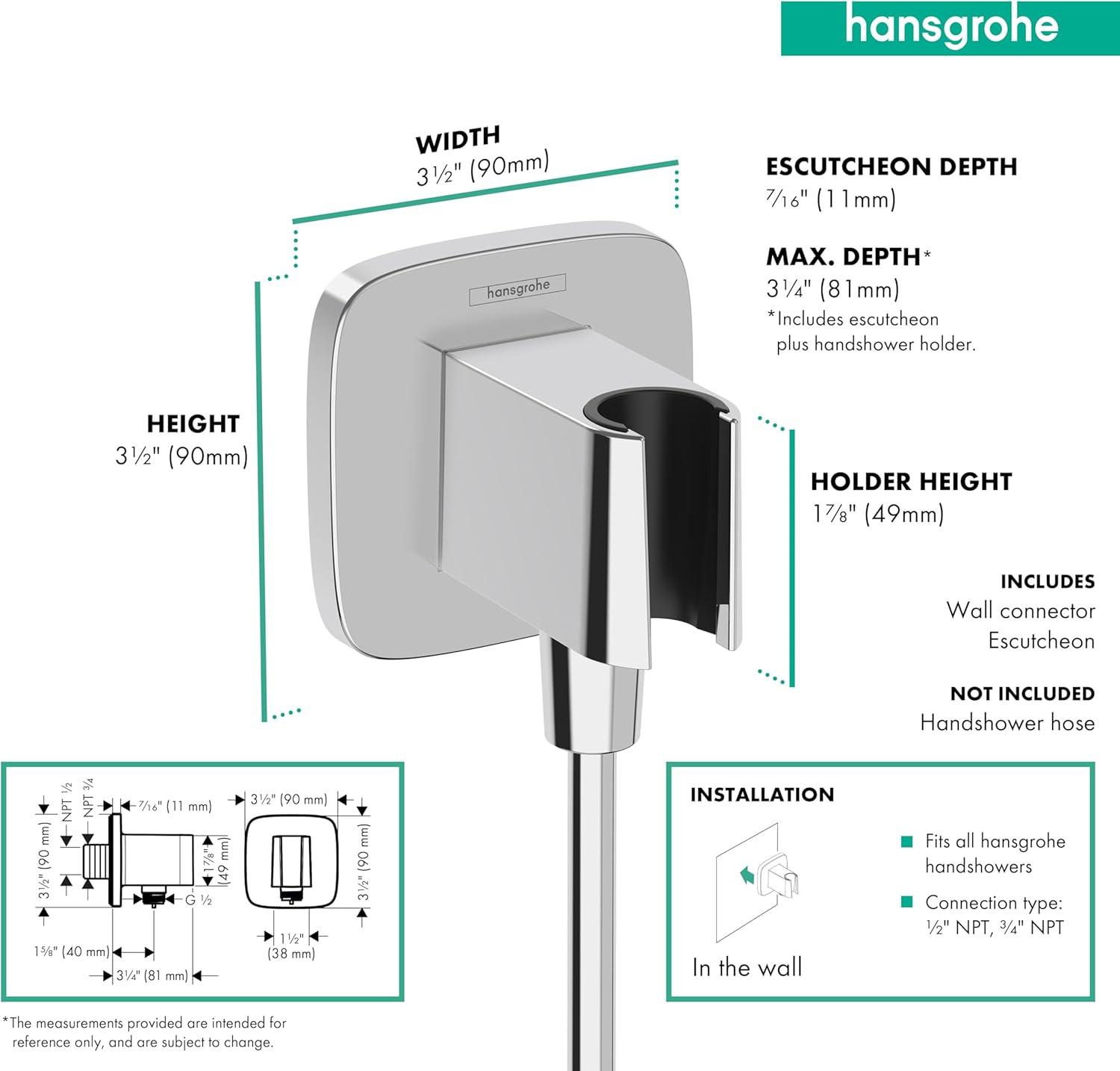 Chrome Wall-Mounted Shower Bracket with Handheld Holder