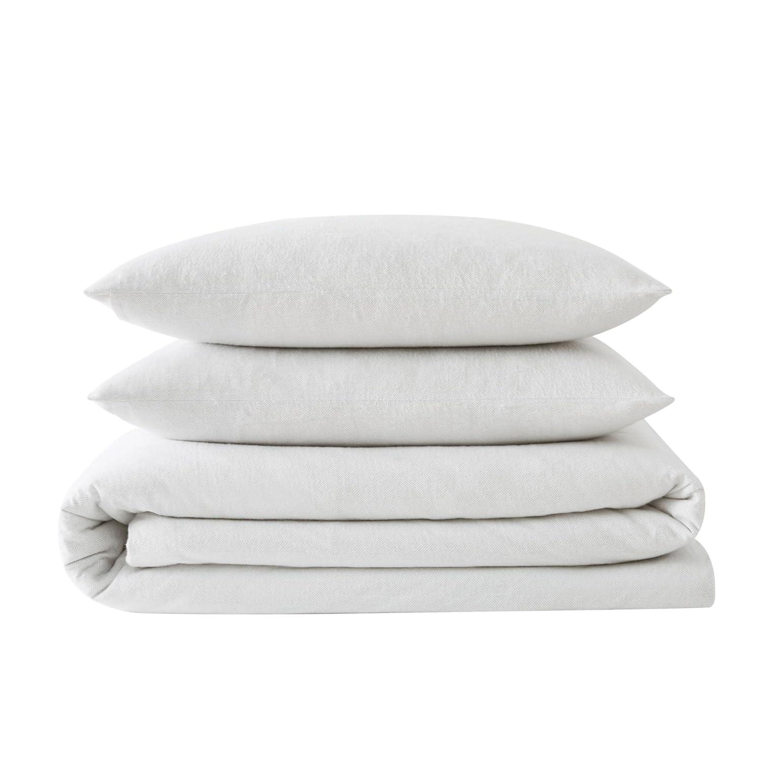 London Fog London Fog Herringbone Flannel Duvet Cover Set
