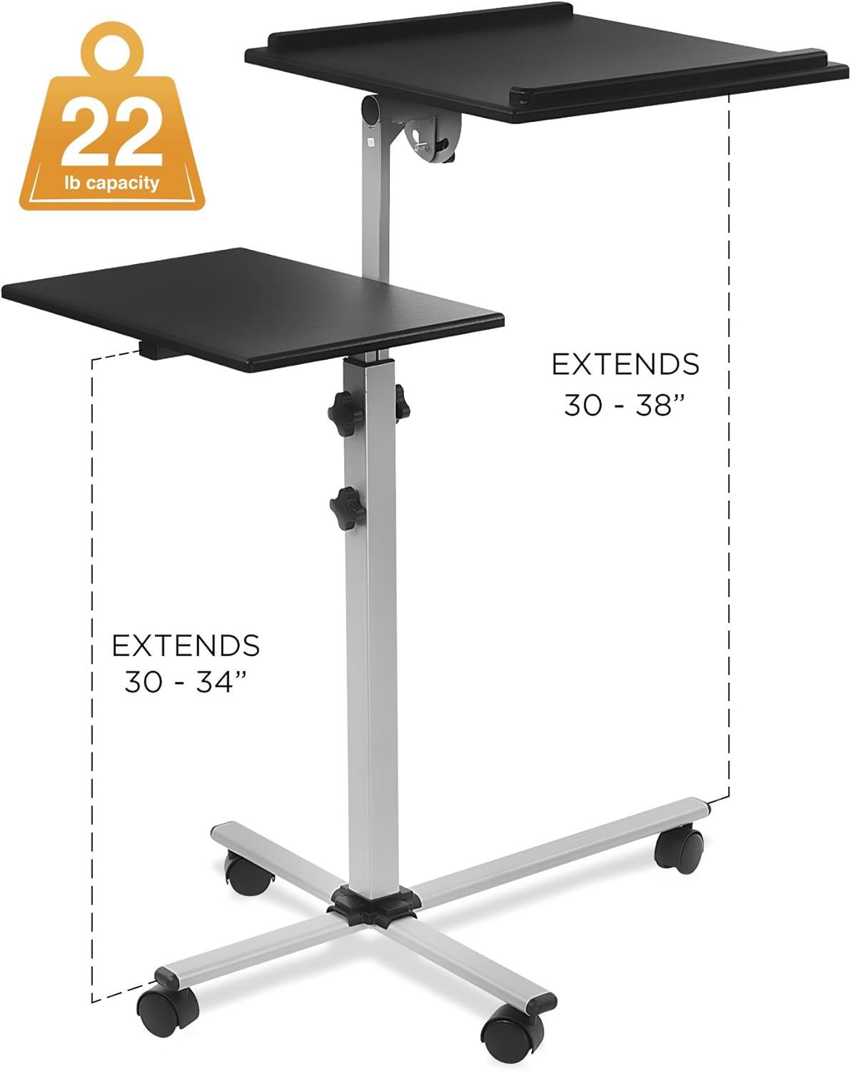 Mount-It! Rolling Laptop Tray and Projector Cart, Height Adjustable Presentation Cart with Wheels