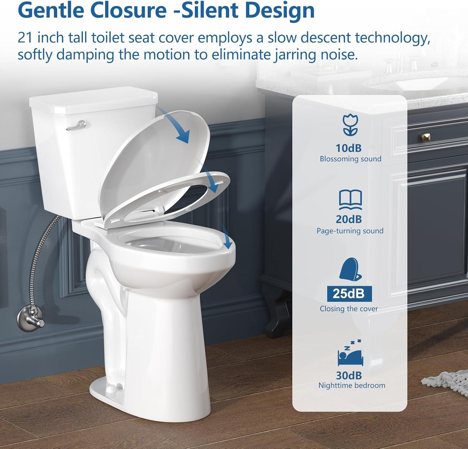 21-inch Height Extra Tall Toilet for Bathrooms, Elongated Toilet Seat, SUPERFLO