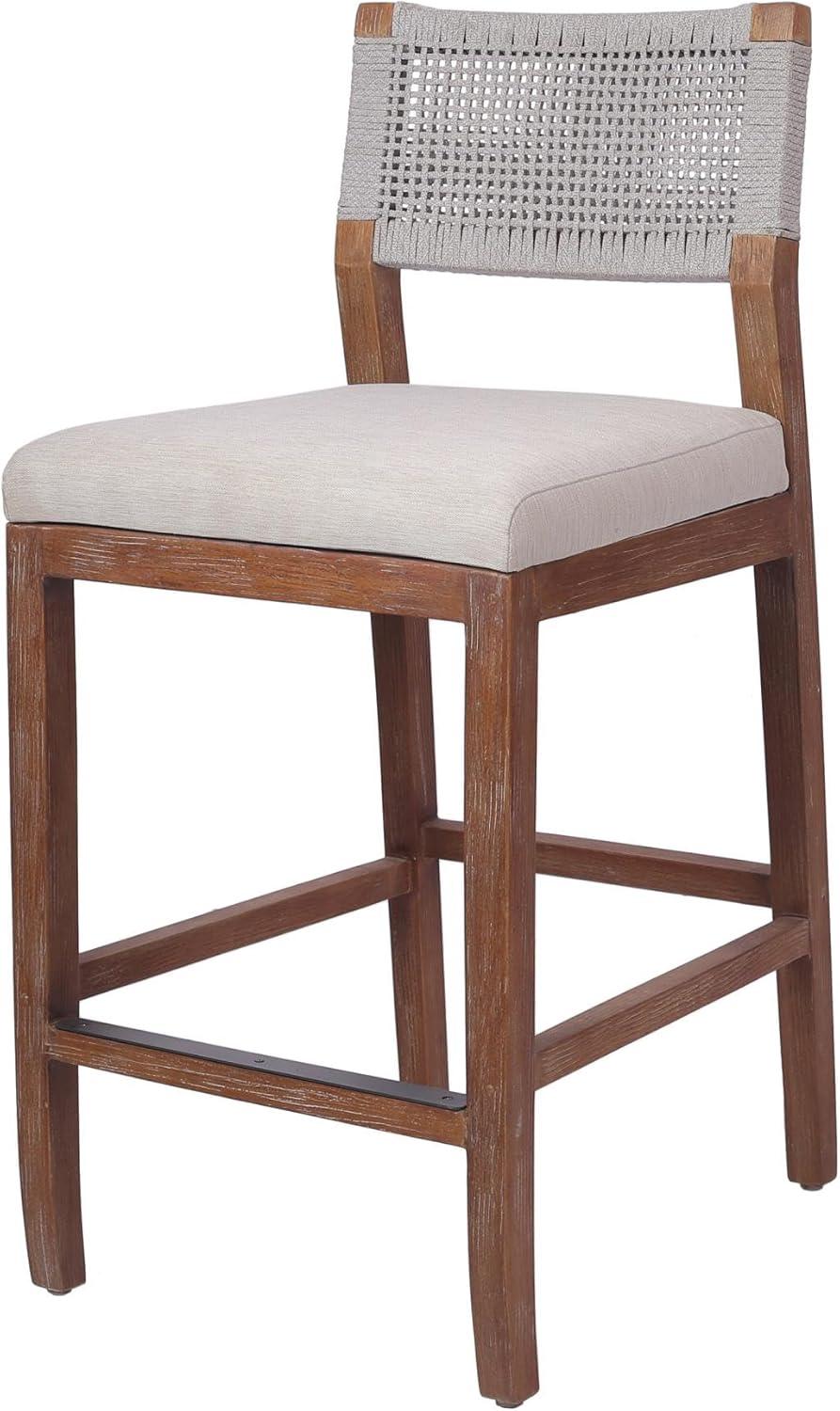 Pierre Gray Rope and Mahogany Counter Stool