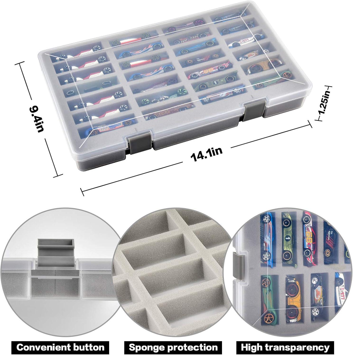 Transparent Hard Plastic Toy Car Organizer with Sponge Grooves