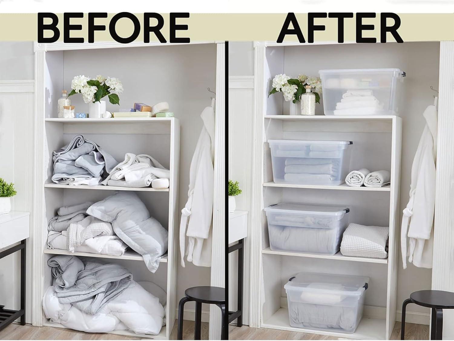 Clear Stackable Plastic Storage Bins with Latching Lids, 71 Quart