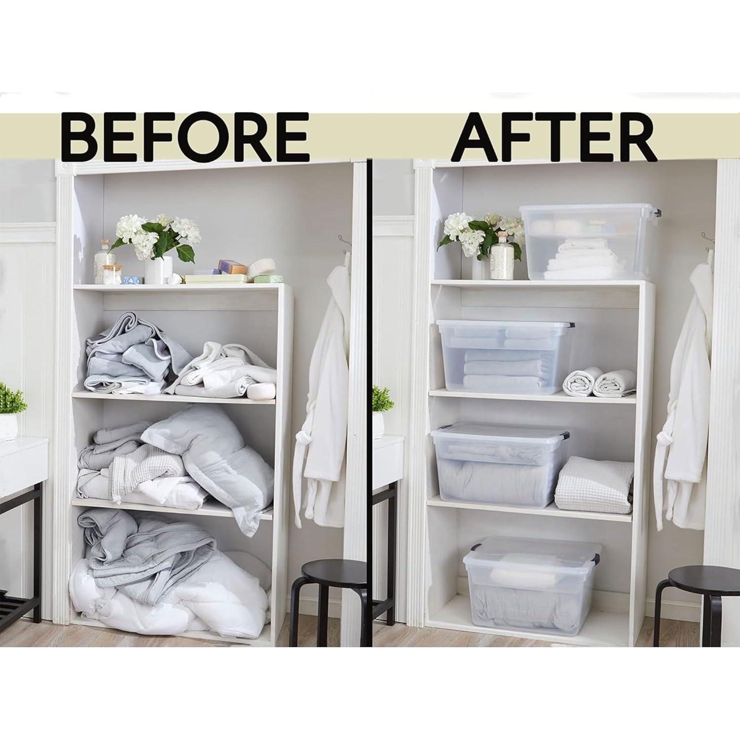 Clear Stackable Plastic Storage Bins with Latching Lids, 71 Quart