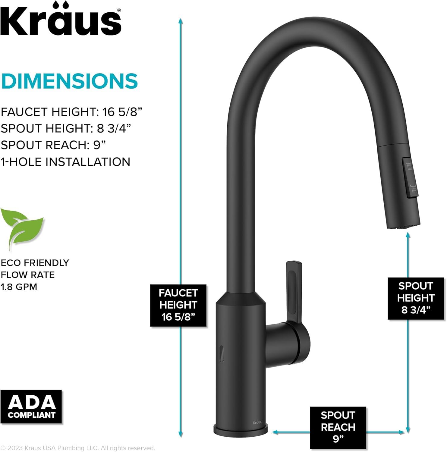 KRAUS Oletto Touchless Sensor Pull-Down Single Handle Kitchen Faucet