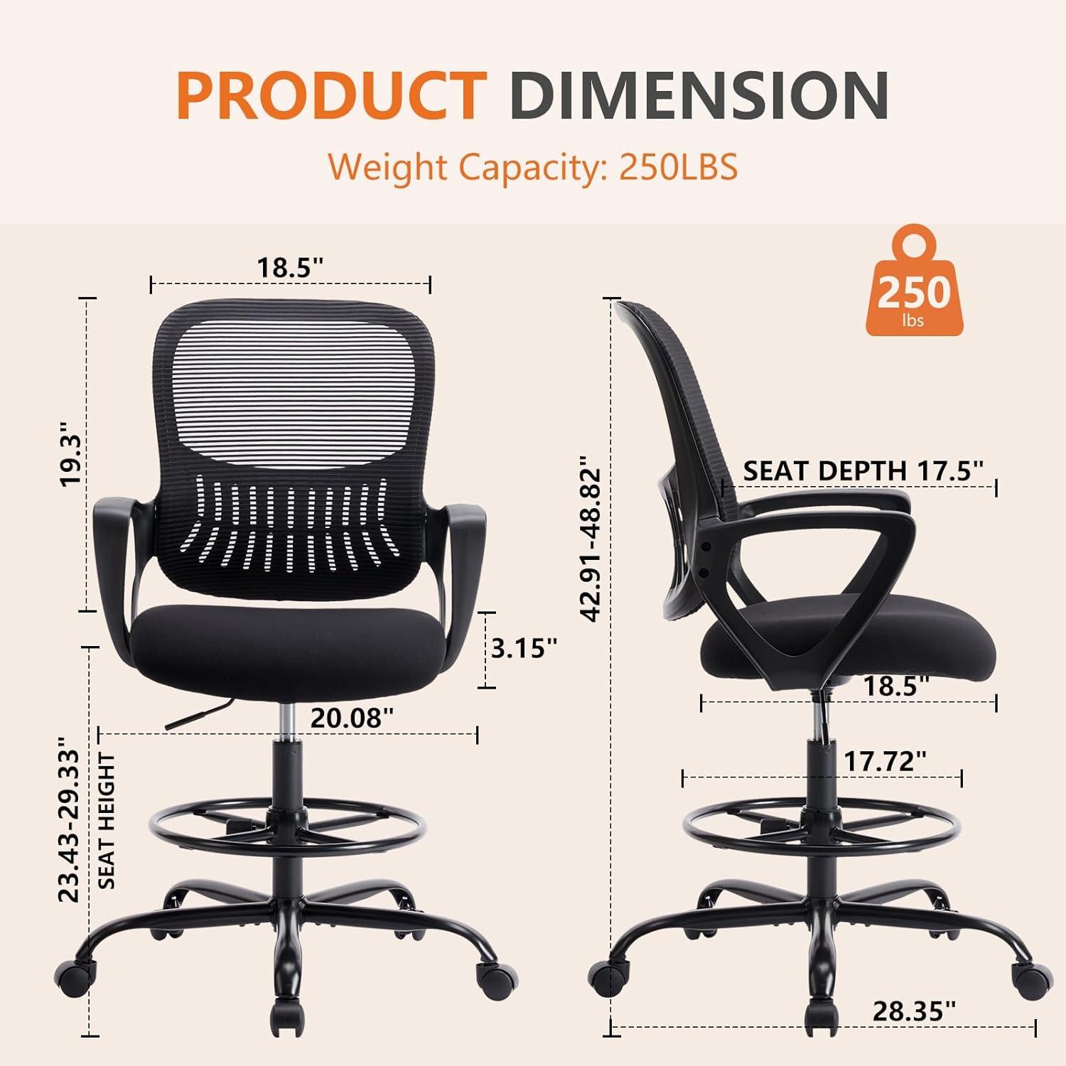 GeeHome Sweetcrispy Ergonomic Drafting Chair Tall Standing Desk Office Chair