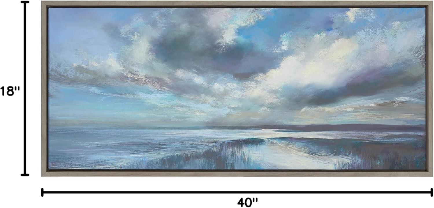 18" x 40" Sylvie The Tide Waits for No Man Framed Canvas by Nel Whatmore Gray - Kate & Laurel All Things Decor