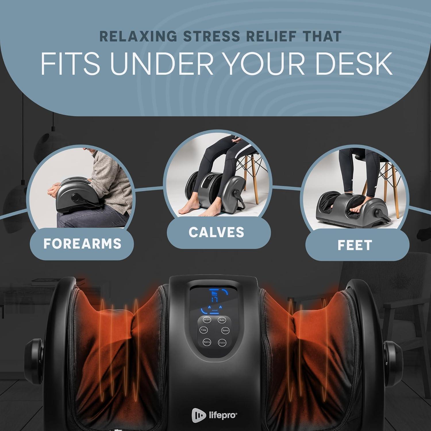 LifePro Shiatsu Foot Massager with Heat | Deep Kneading Massage | Electric Foot Massager for Leg, Calf, Feet, Ankle with Free Roller | FSA HSA Eligible