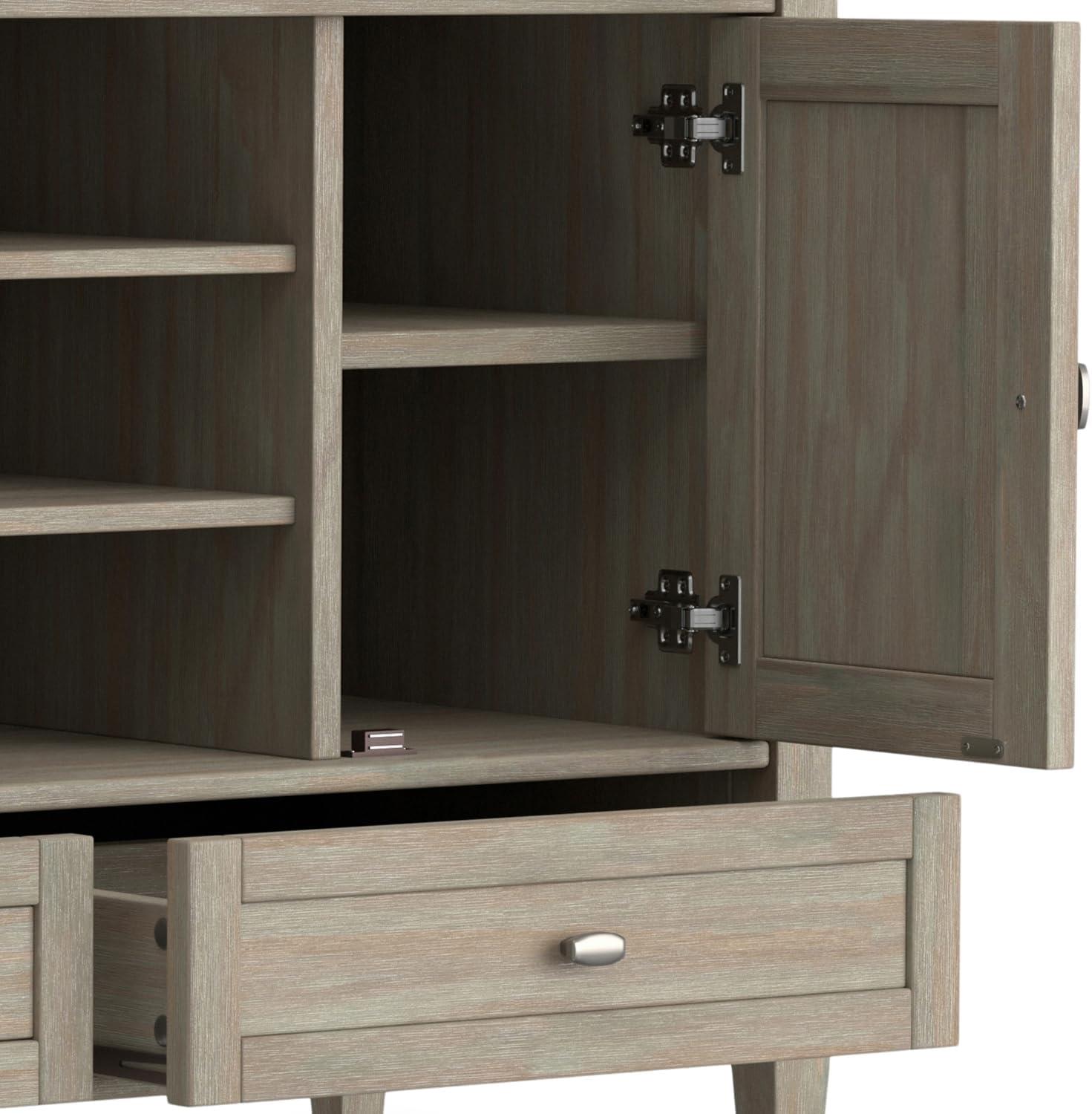Simpli Home Warm Shaker 47"W Solid Wood TV Stand for TVs up to 55" with 2 Storage Cabinets and 2 Drawers
