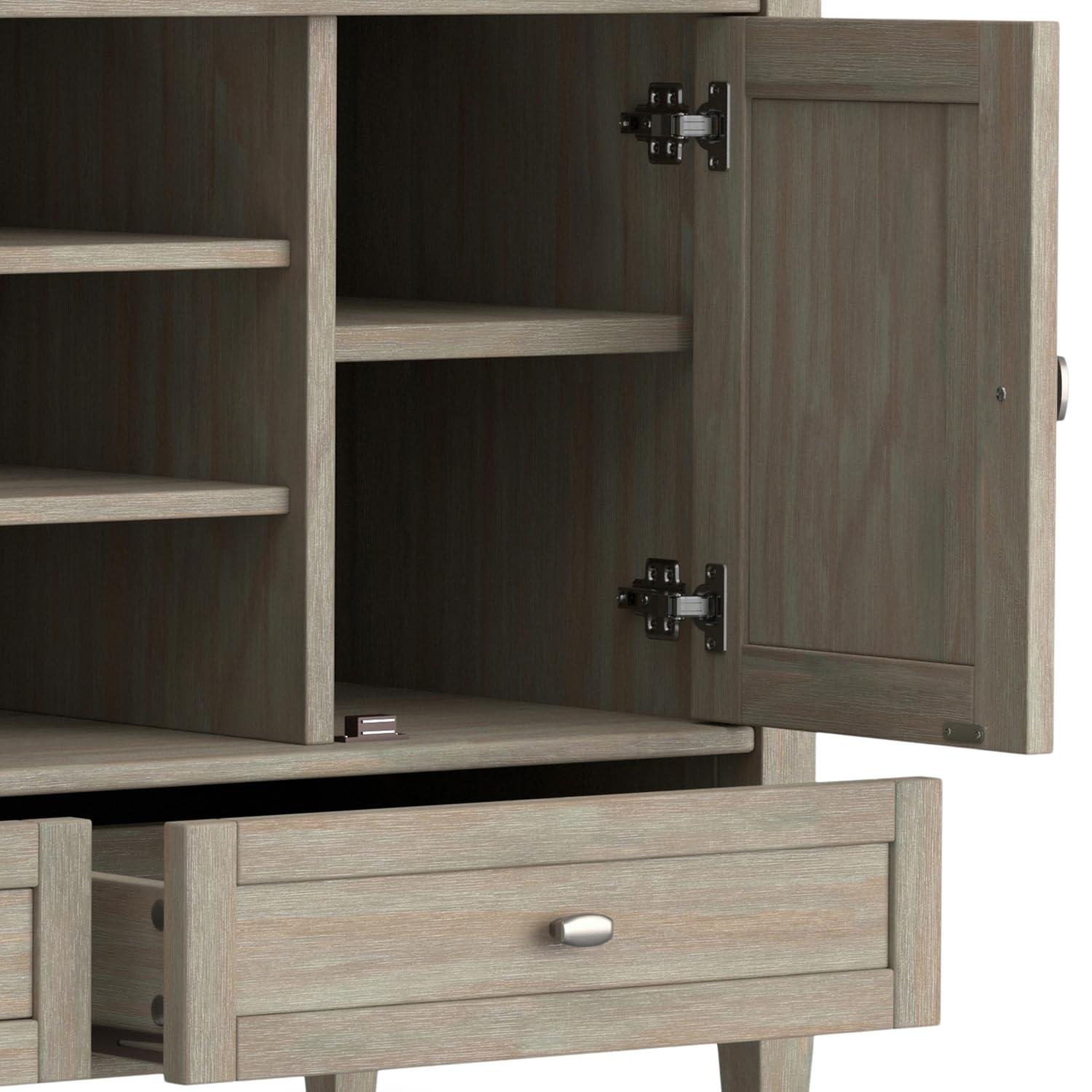 Simpli Home Warm Shaker 47"W Solid Wood TV Stand for TVs up to 55" with 2 Storage Cabinets and 2 Drawers