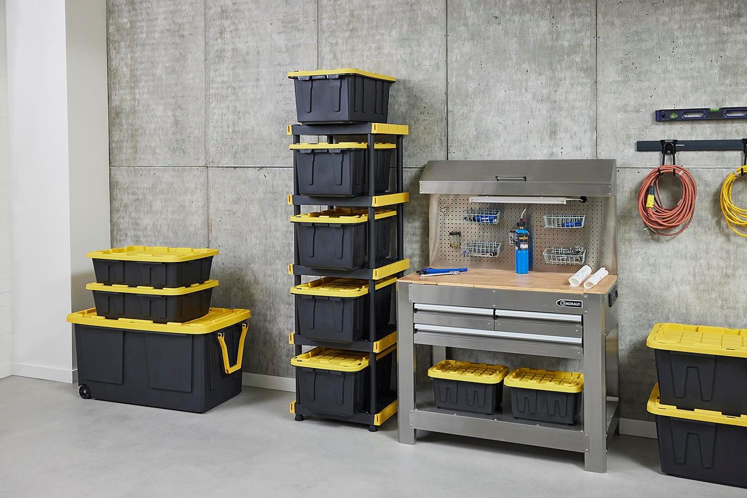 BLACK & YELLOW®, 5-Tier Heavy Duty Plastic Storage Shelving Unit, 100lbs/shelf (72”H x 24”W x 20”D), for Indoor/Outdoor Organization, Modular Rack