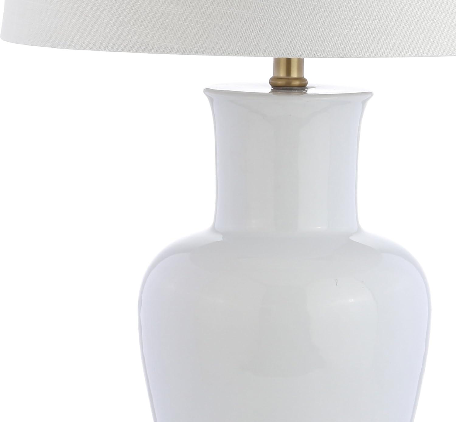 Julian 29" White Ceramic Table Lamp with Gold Accents