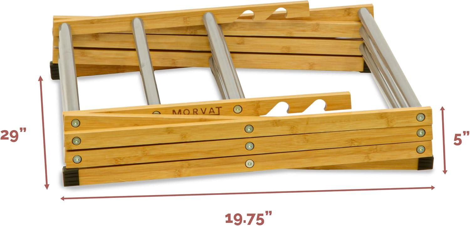 Morvat Bamboo Adjustable Laundry Drying Rack with Steel Bars, 23FT