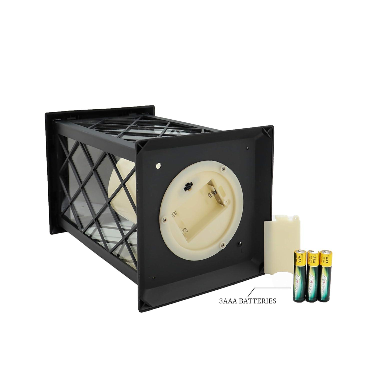 YAKii 13" Decorative Candle Lantern with LED Flameless Candle and Timer, Plastic LED Candle & Holder, Indoor & Outdoor Hanging Lights Thanksgiving &Christmas Day Decorations, Pack of 6 (Black)