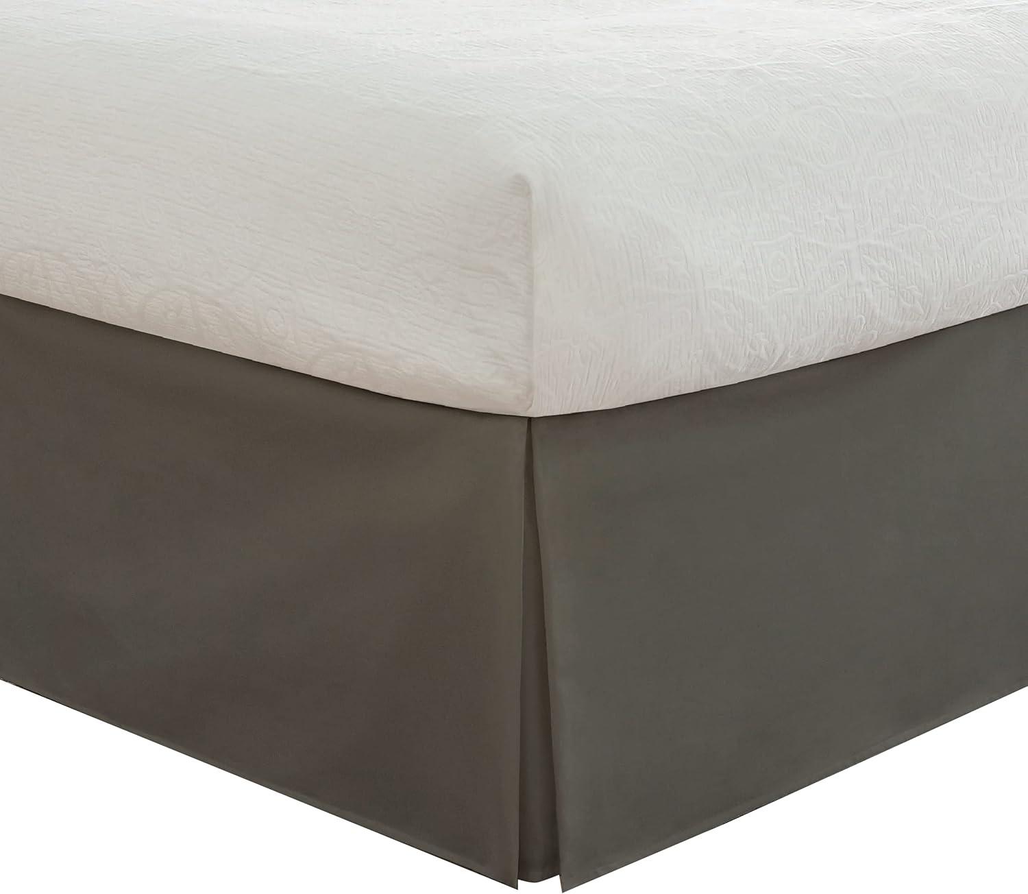 Grey Twin Microfiber Tailored Bed Skirt with Split Corners