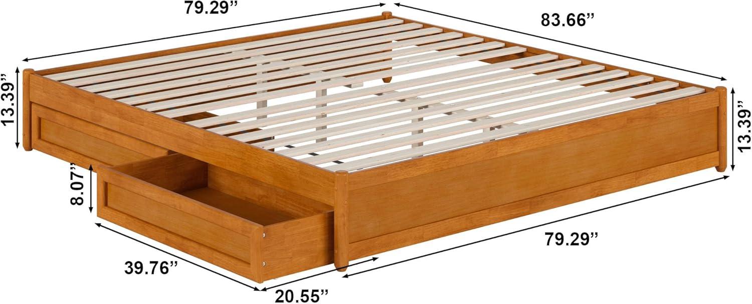 Barcelona Light Toffee King Wood Frame Platform Bed with Storage Drawers