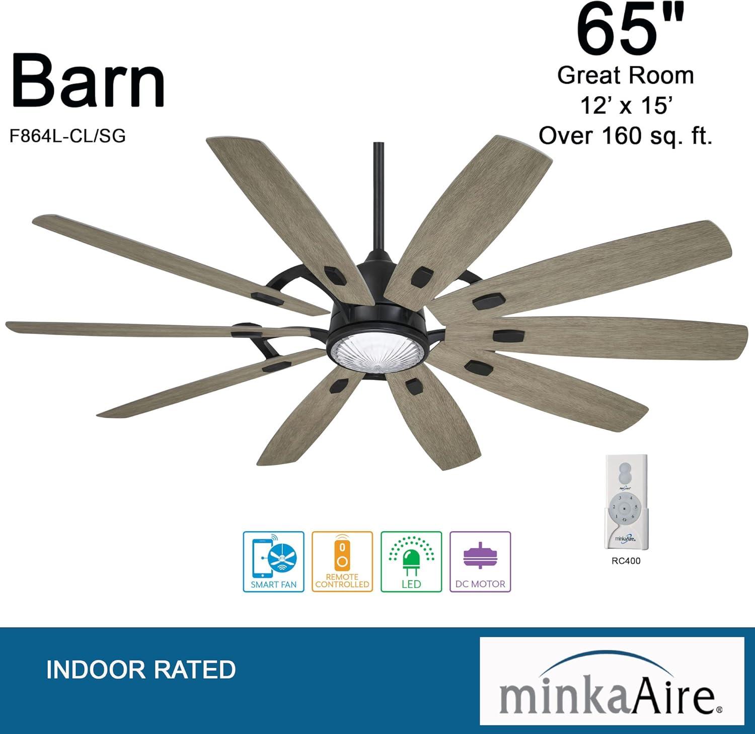 65" 10 - Blade LED Standard Ceiling Fan with Remote Control and Light Kit Included