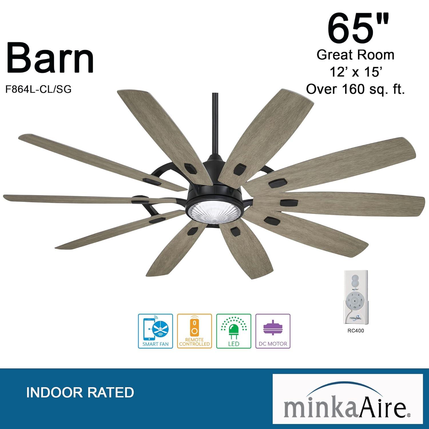 65" 10 - Blade LED Standard Ceiling Fan with Remote Control and Light Kit Included