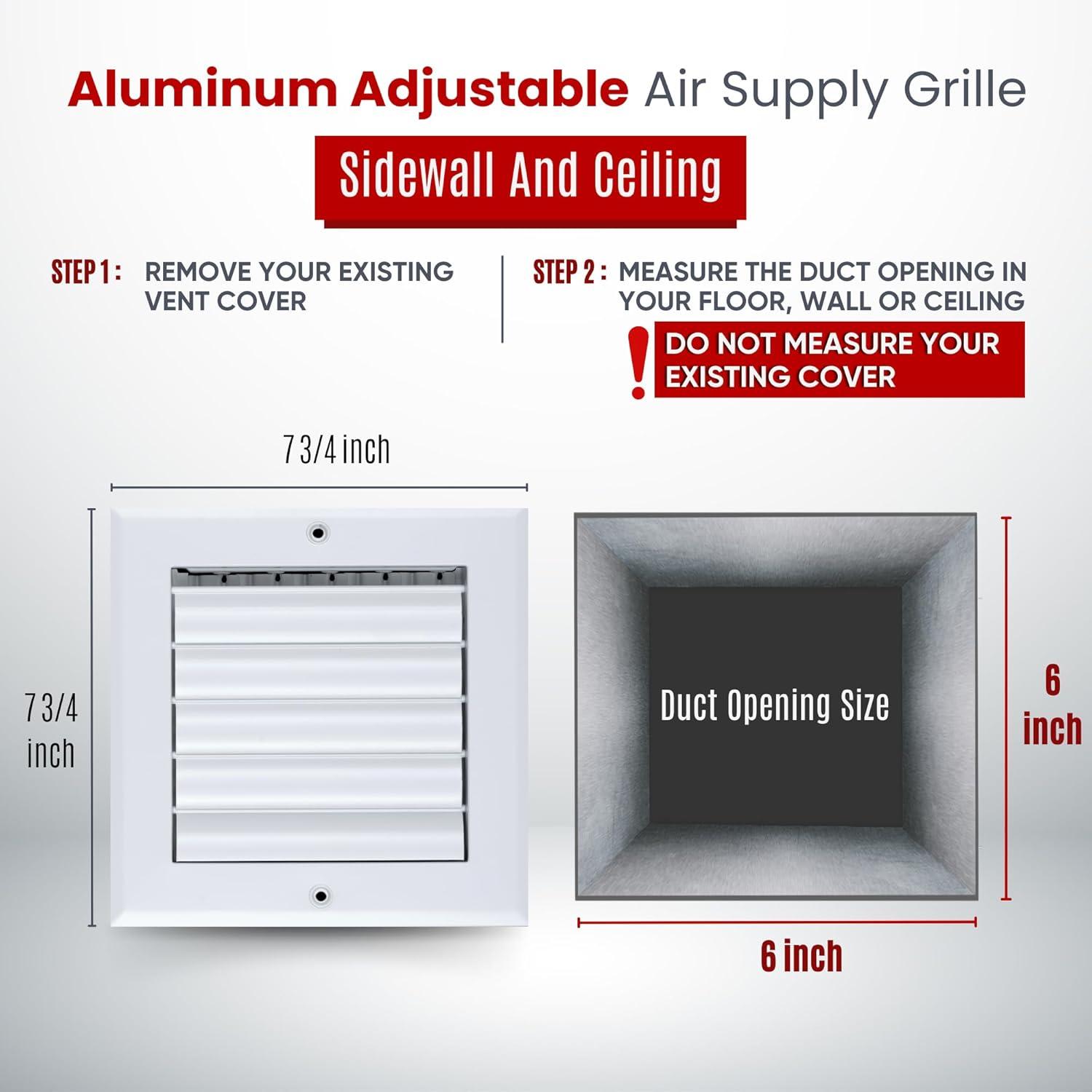 Fits 14x4 Duct Opening Aluminum 1-WAY Adjustable Air Supply Grille by Handua | Curved Blade Register Vent Cover for Sidewall & Ceiling | White | Outer Size: 15.75" X 5.75"