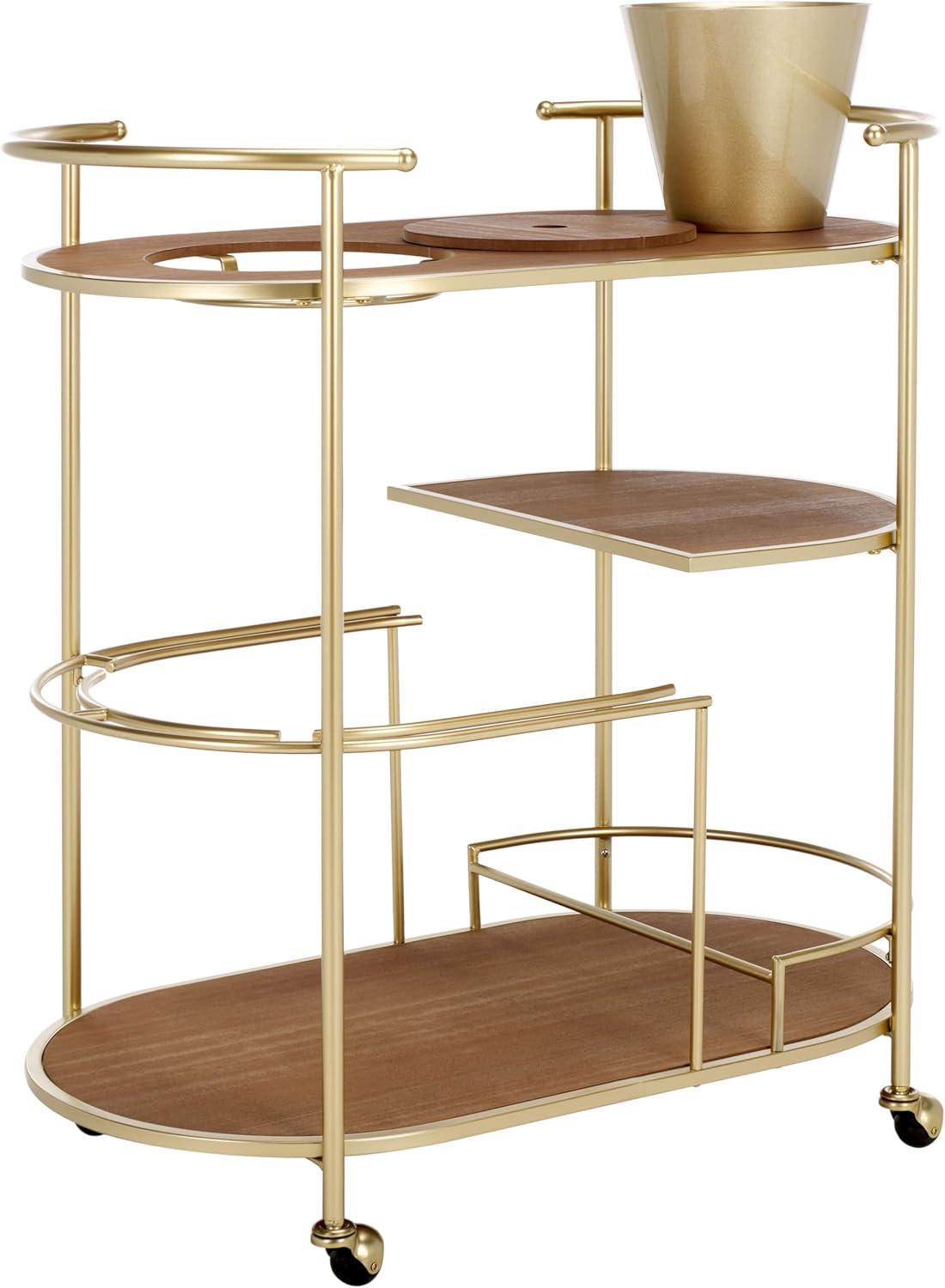 Alora 2 Tier Bar Cart With Bucket - BCT2502A - Brushed Gold/Natural - Safavieh