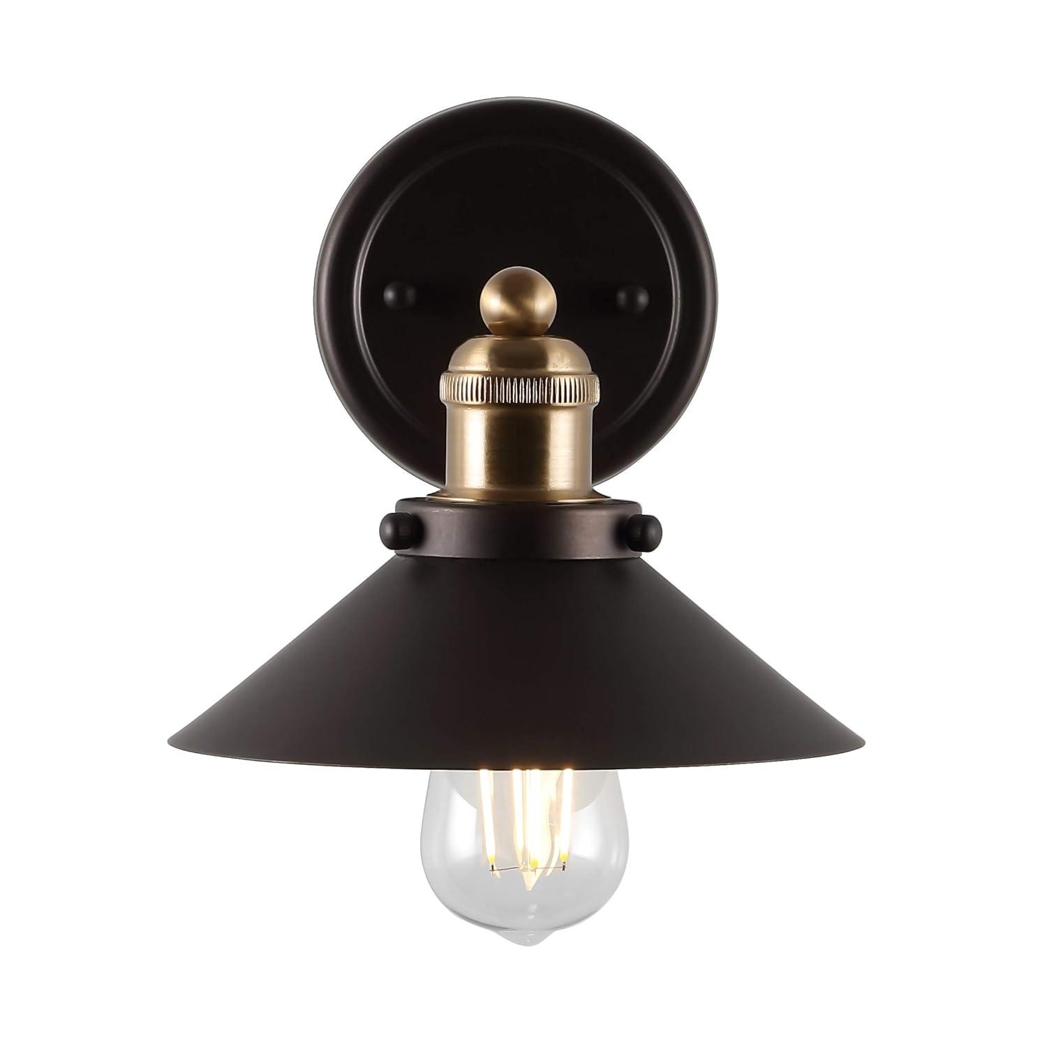July 7.88" 1-light Metal Shade Sconce, Oil Rubbed Bronze/Brass Gold