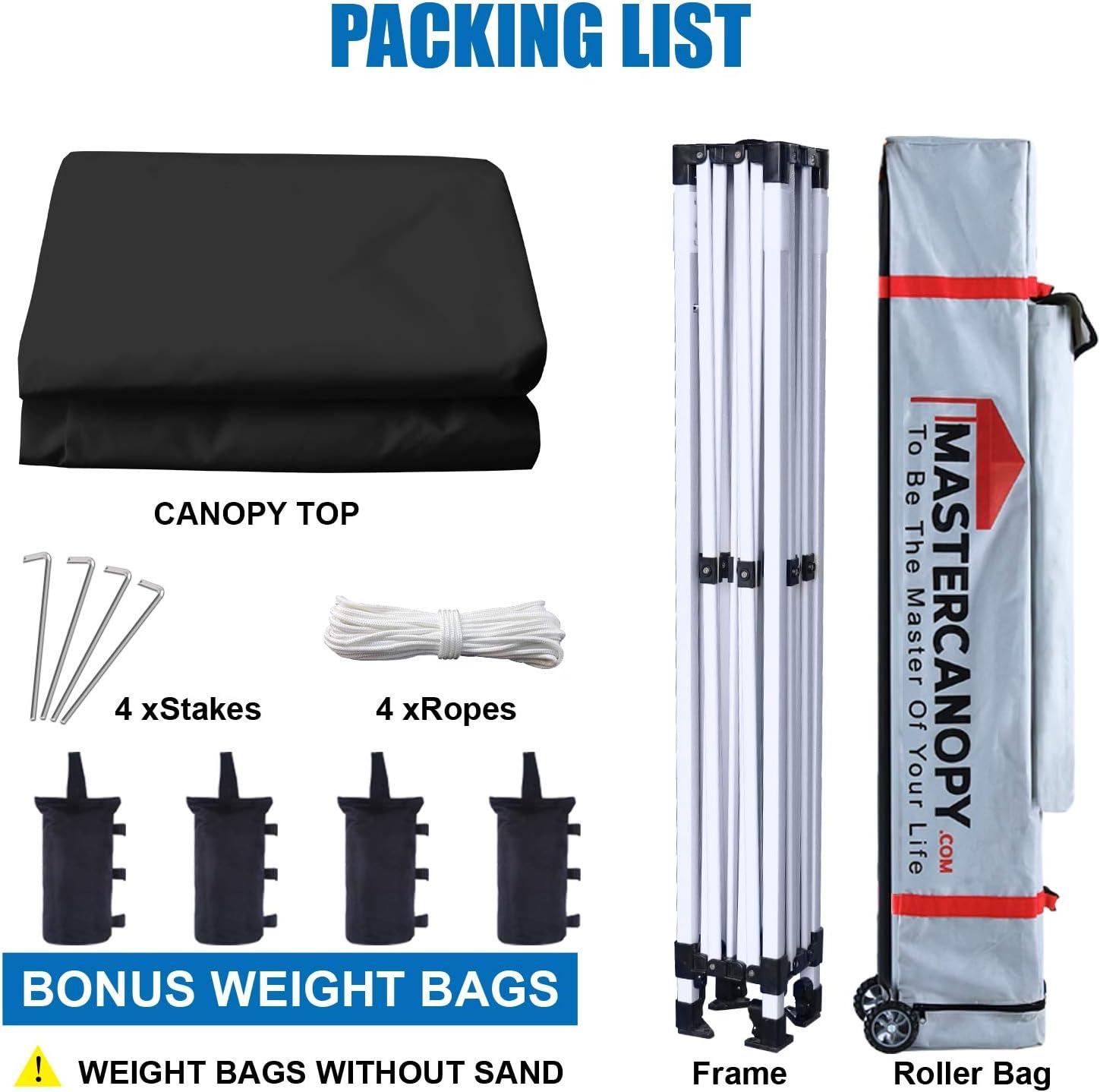 MASTERCANOPY Pop Up Canopy Tent Commercial Grade 10x10 Instant Shelter (Black)