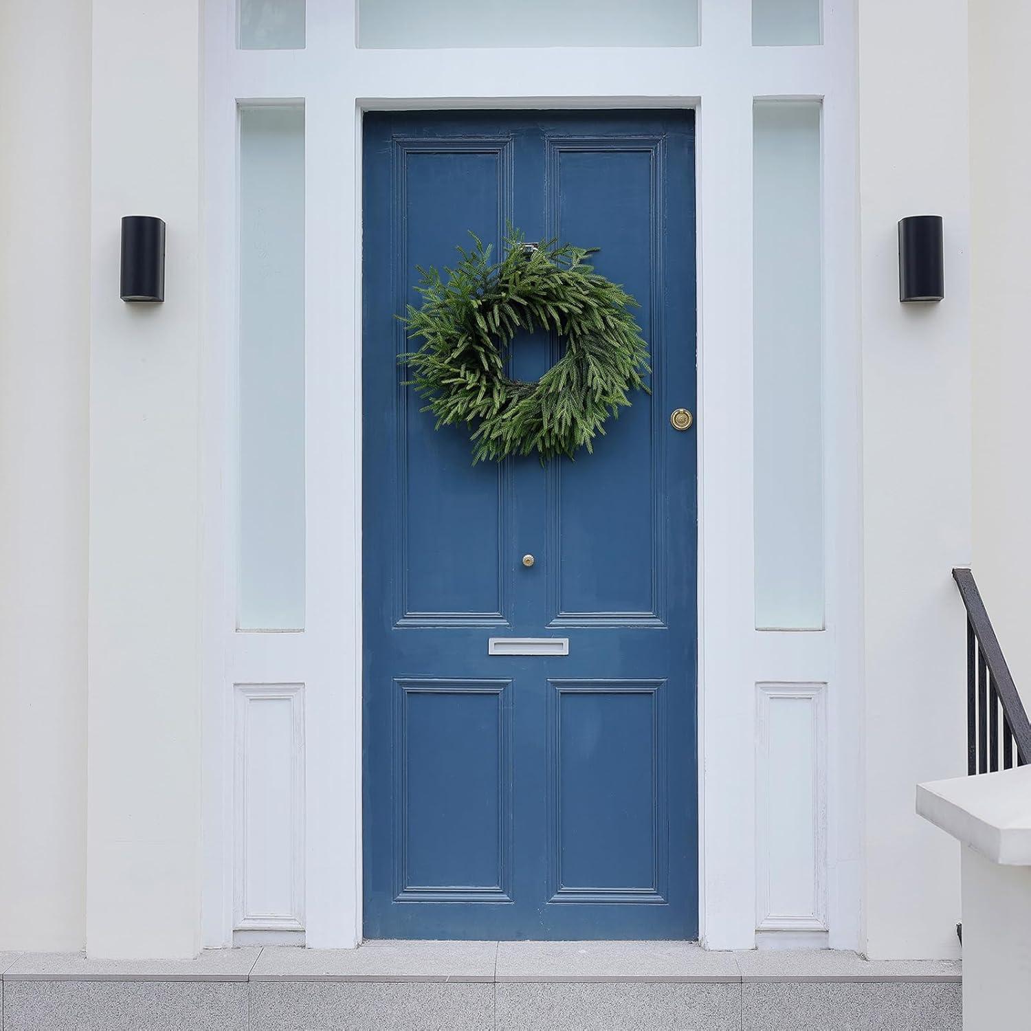 MUYIER 24" Real Touch Norfolk Pine Wreath for Front Door Artificial Christmas Wreath Green Faux Pine Wreath