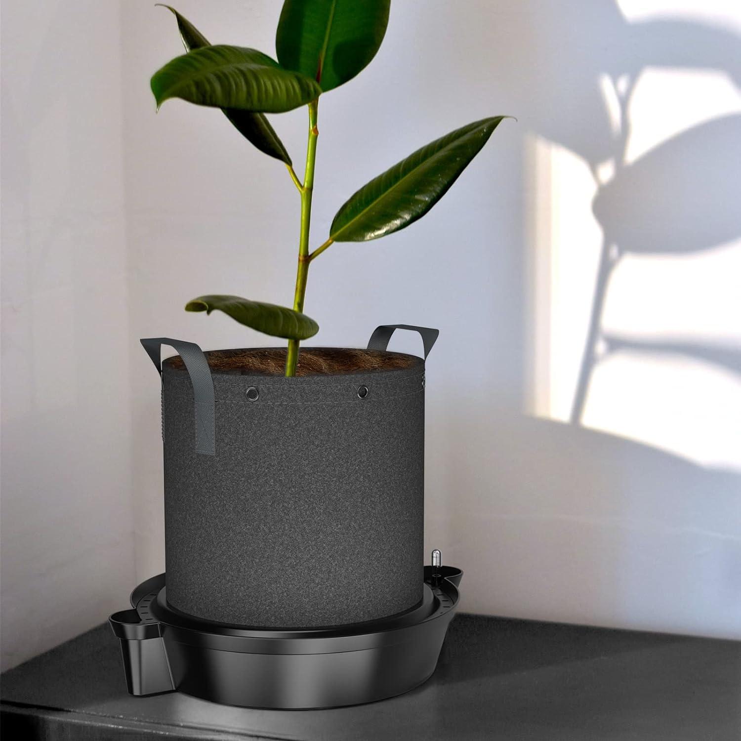 AC Infinity Round Black Plant Saucers with Self-Watering Base (4 Count)