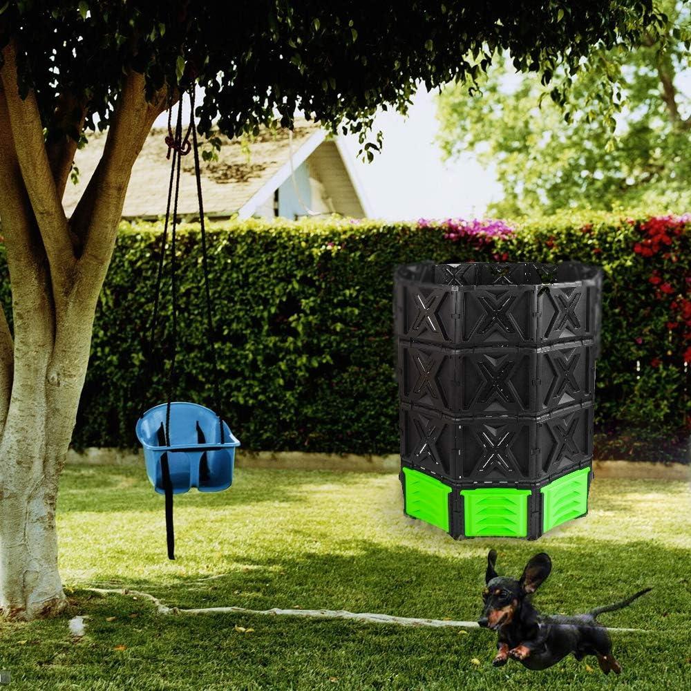 XXL Black and Green Outdoor Compost Bin with Rain Cover