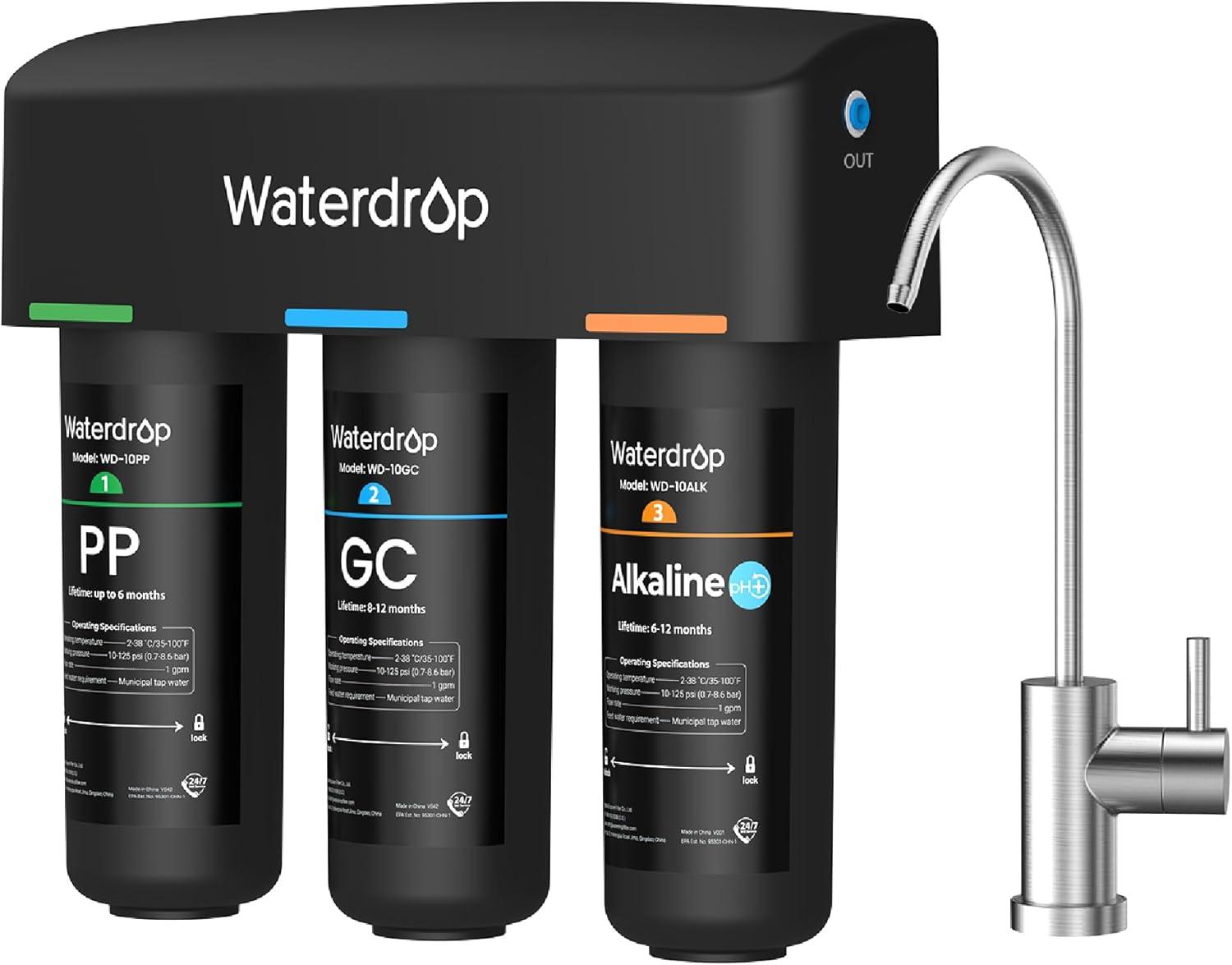 Waterdrop TSA 8 Layer Under Sink Water Filter System, WD-10GC Under Sink Water Filter, Reduces PFAS, PFOA/PFOS, Fluoride, Chlorine, Bad Taste & Odor, NSF/ANSI 42 Certified Element