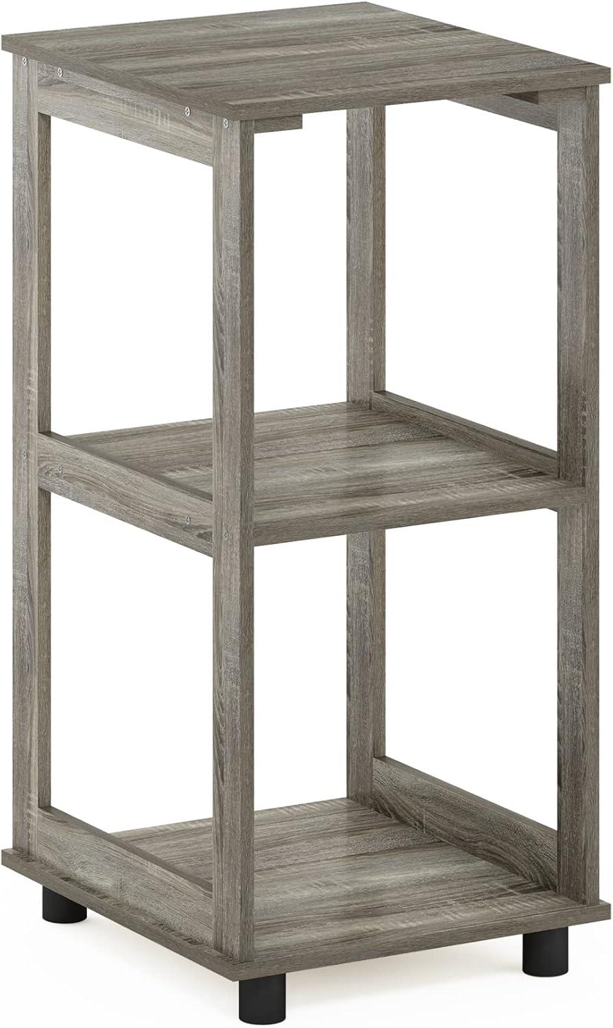 Modern French Oak Wood 2-Tier Rectangular End Table