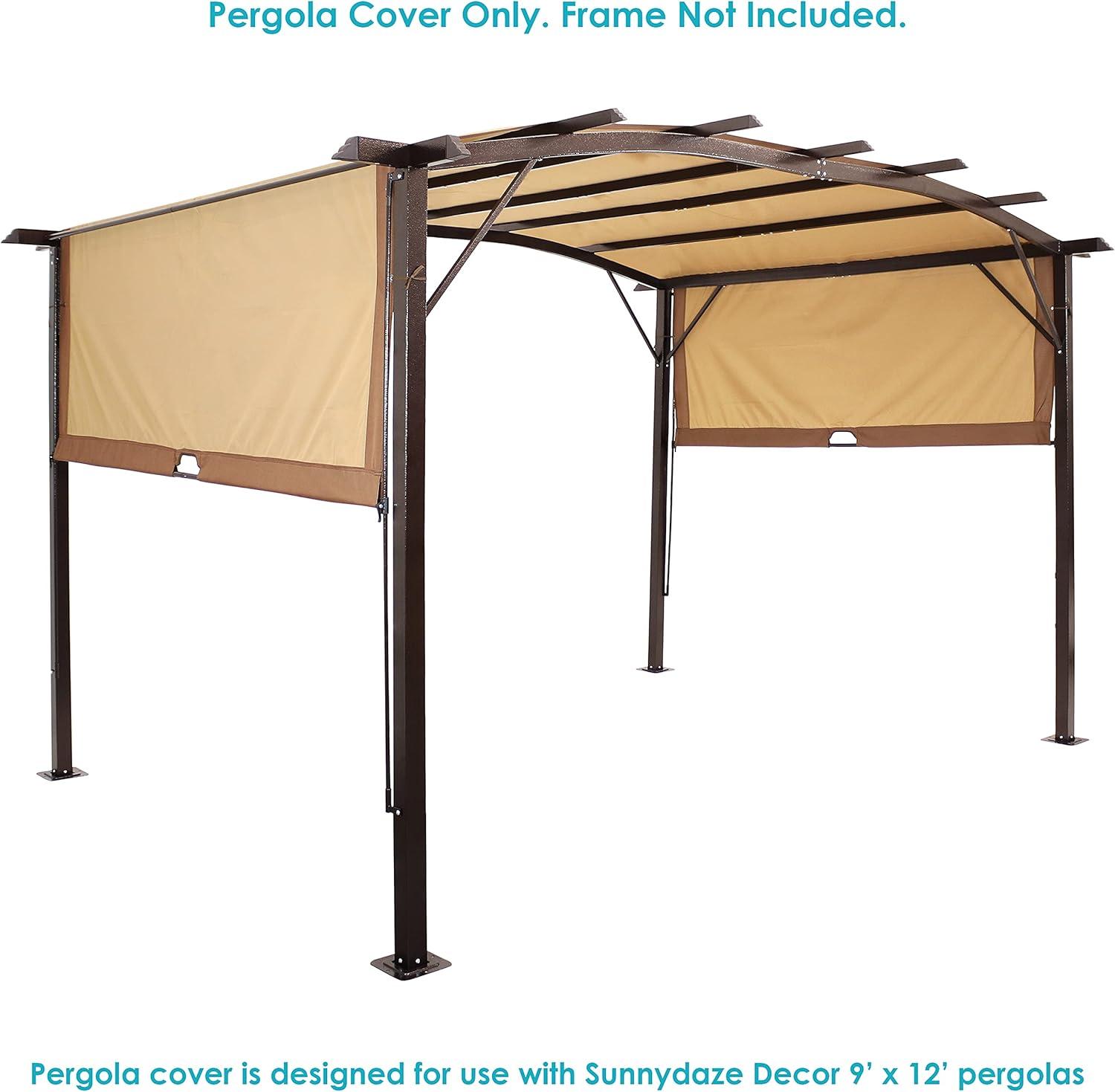 Sunnydaze 9 x 12 Polyester Retractable Pergola Canopy Shade